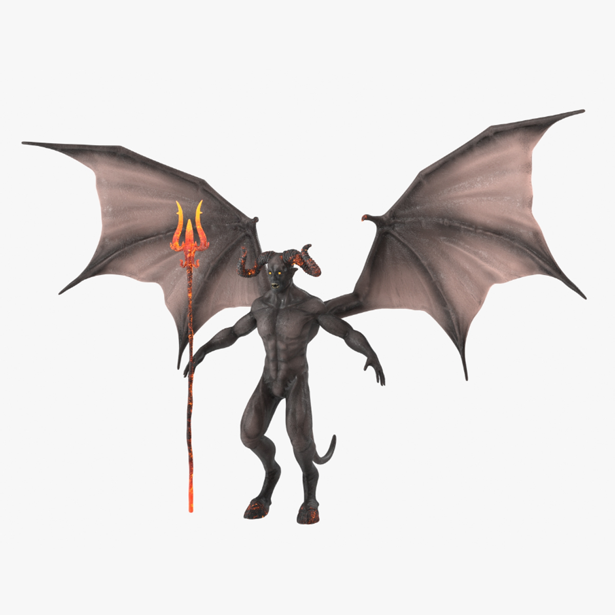 Devil Character with Trident Rigged for Cinema 4D 3D model