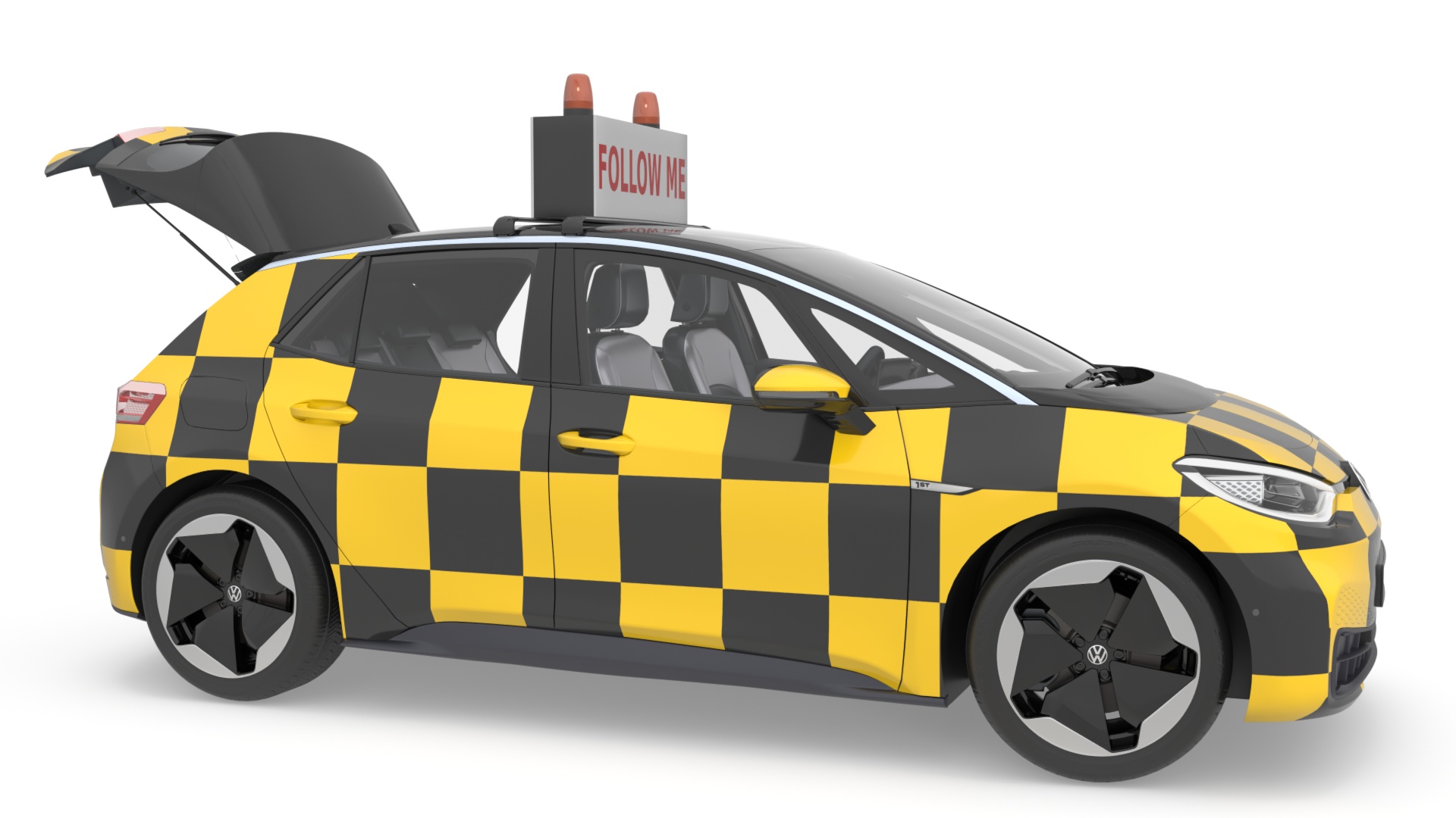 Volkswagen ID3 Follow Me Airport Vehicle Rigged 3D