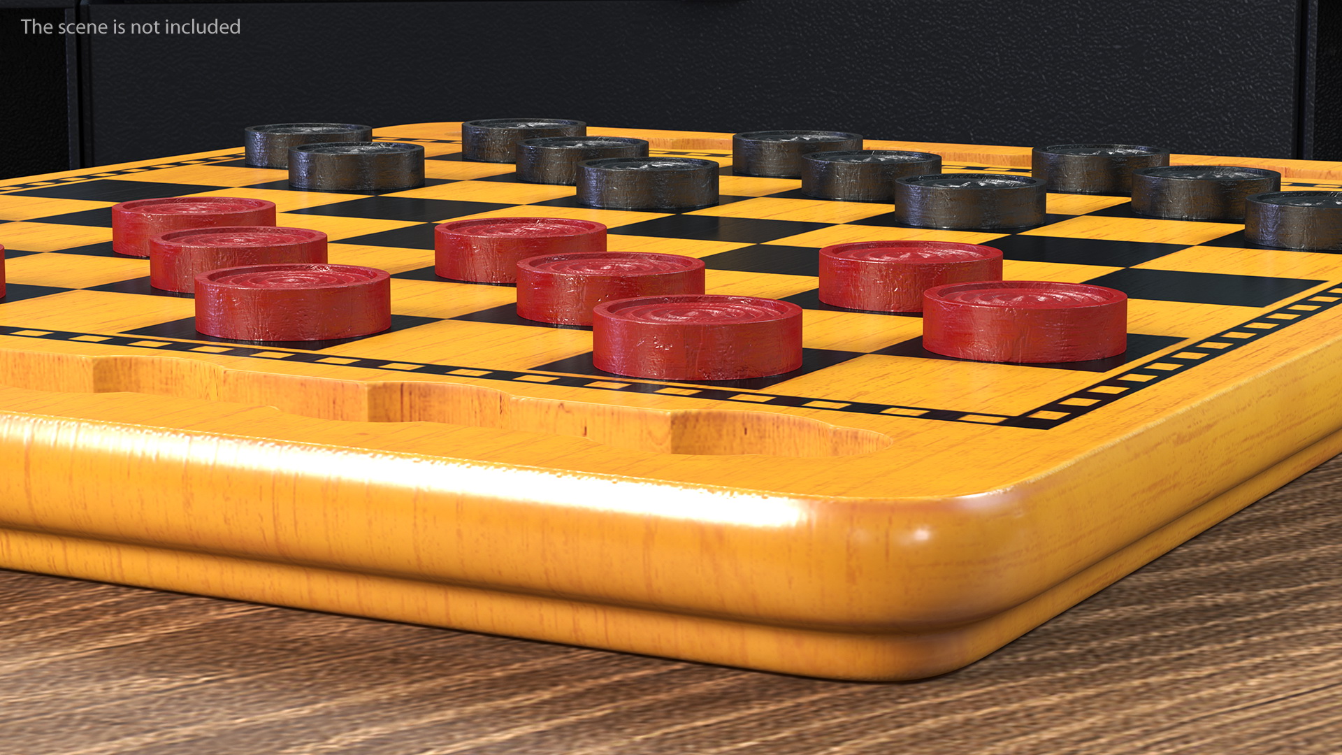 3D Wood Checkers Set Game Ready model