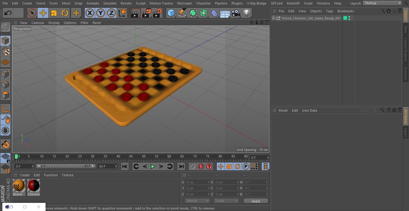 3D Wood Checkers Set Game Ready model