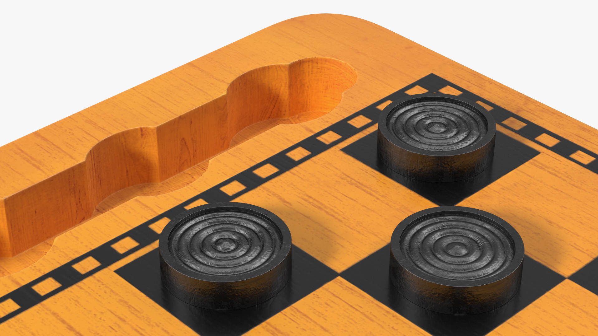 3D Wood Checkers Set Game Ready model