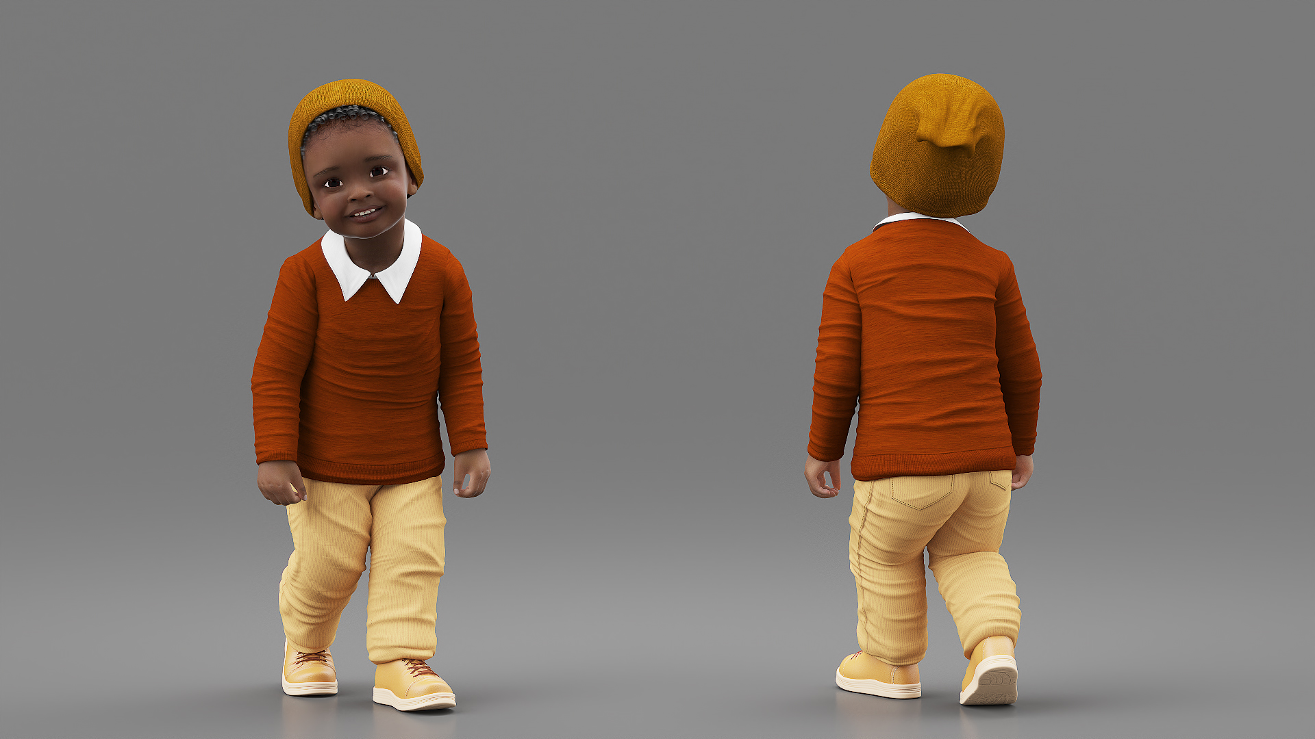 Little Black Boy Everyday Autumn Clothes Rigged 3D