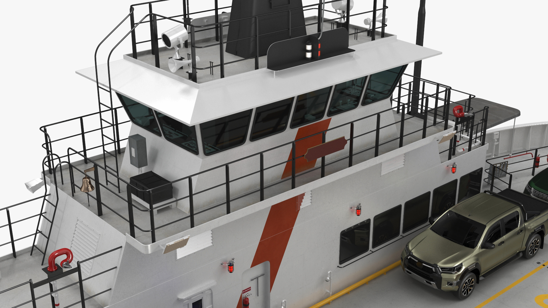 3D Ferry Ship with Vehicle model