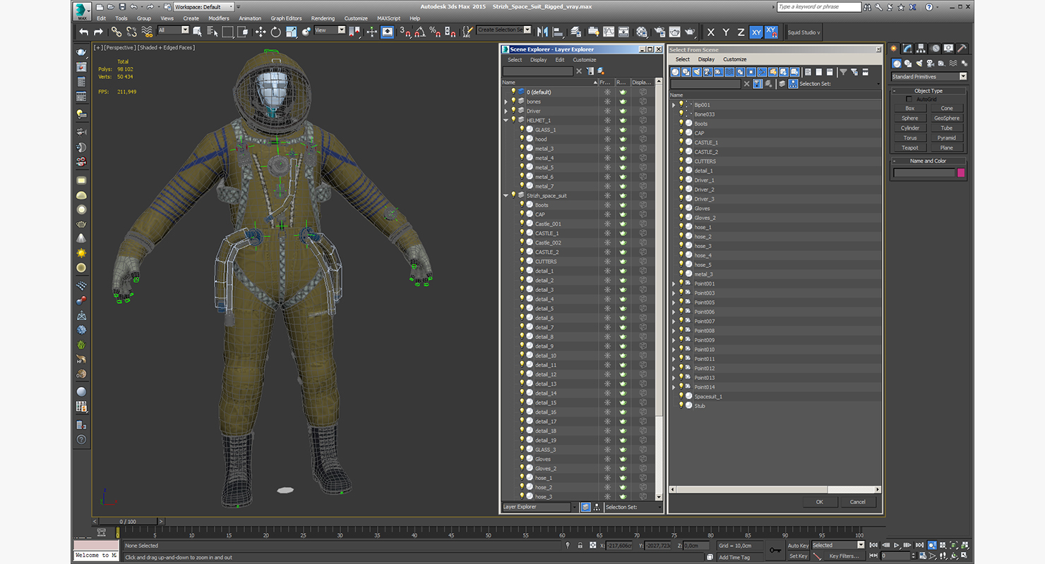 Strizh Space Suit Rigged 3D model