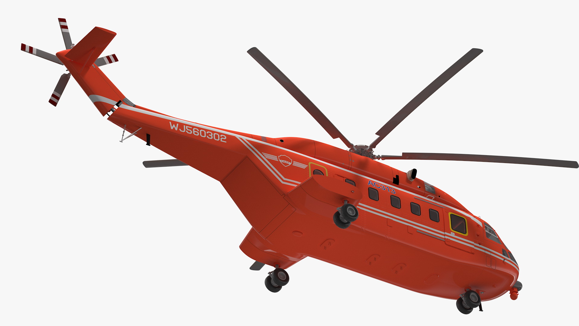 Avicopter AC313 Fire Attack Helicopter Rigged for Maya 3D model