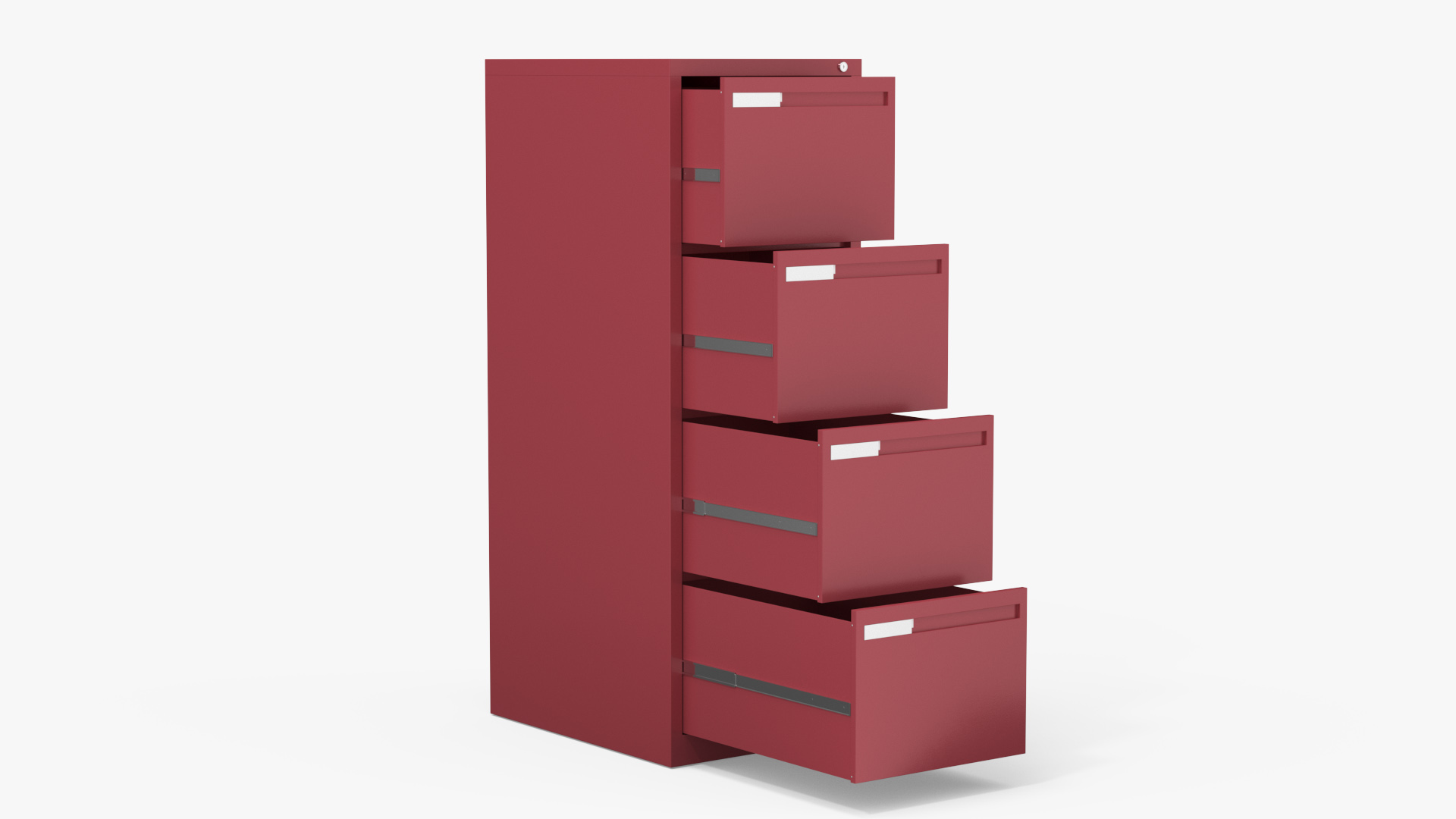 Filing Cabinet 4 Drawer Red 3D