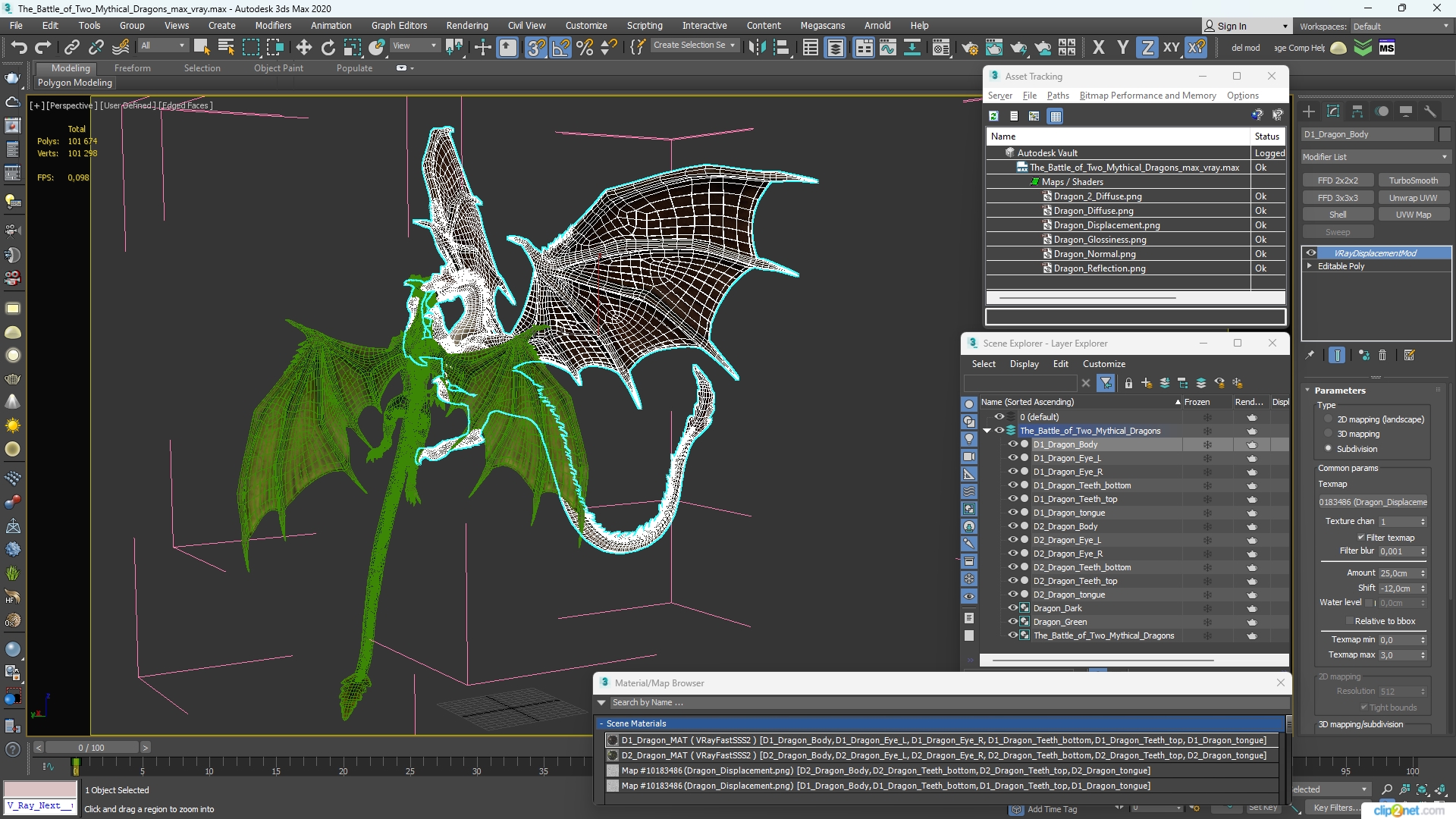 The Battle of Two Mythical Dragons 3D model