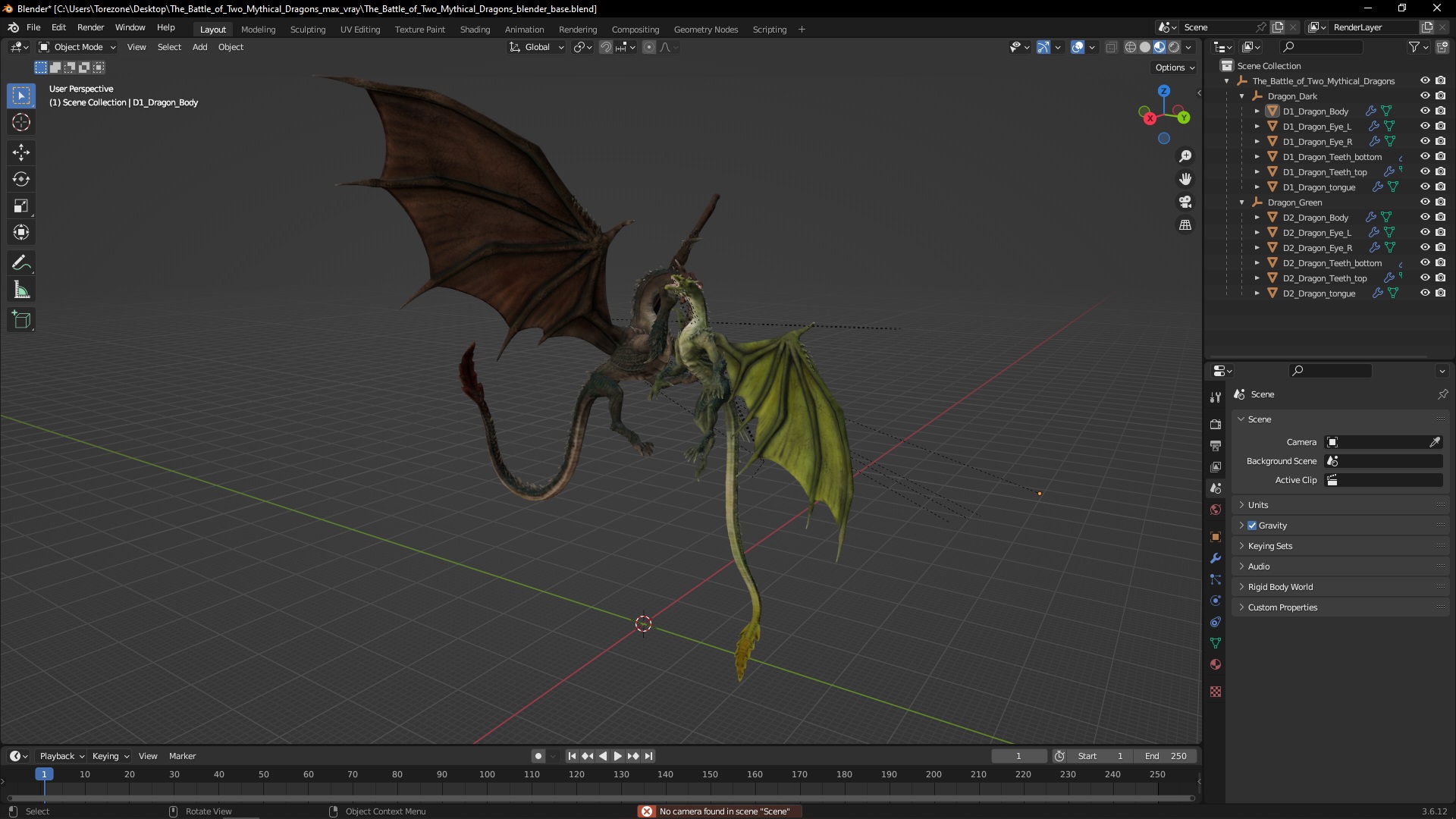 The Battle of Two Mythical Dragons 3D model