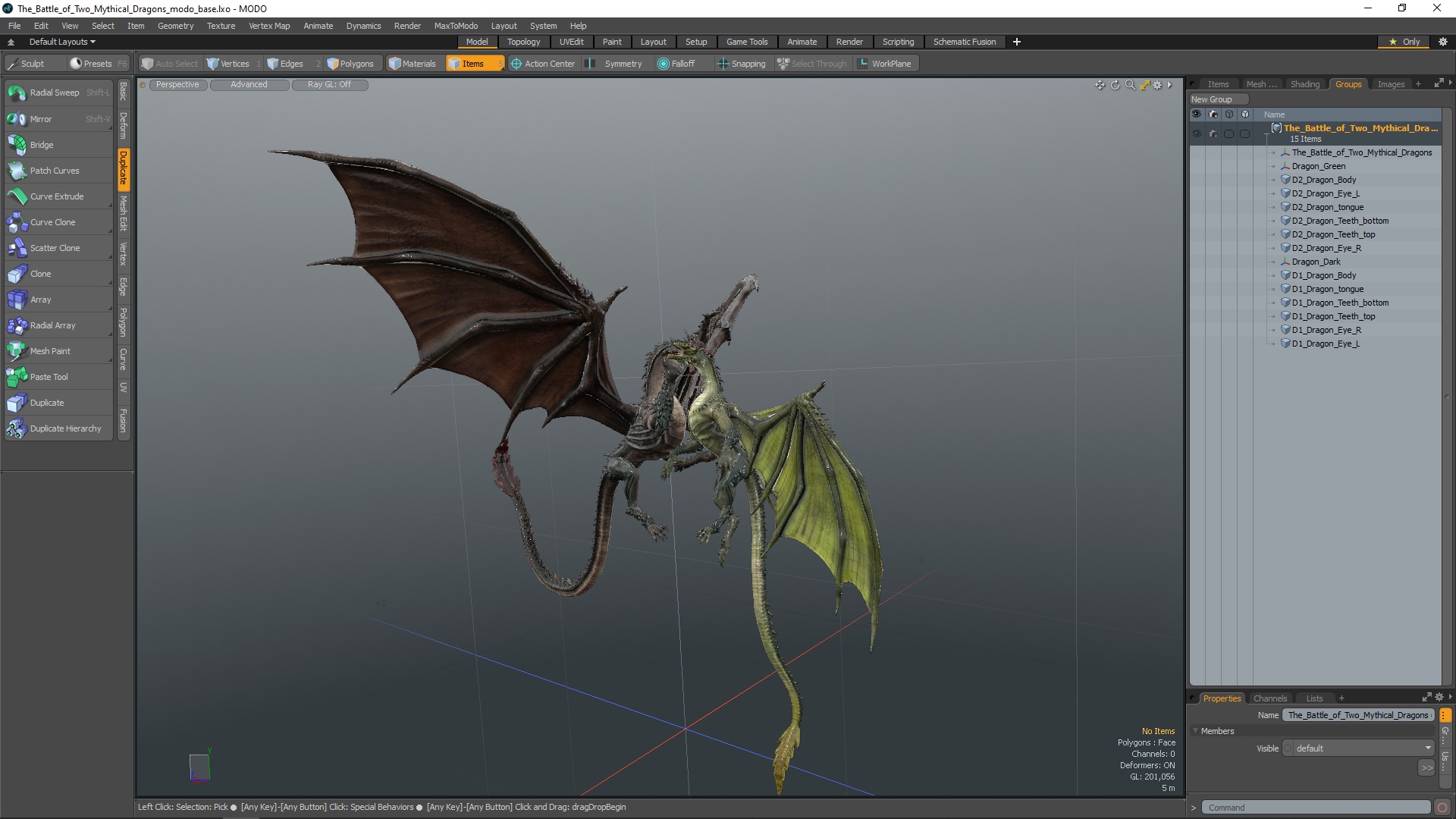 The Battle of Two Mythical Dragons 3D model