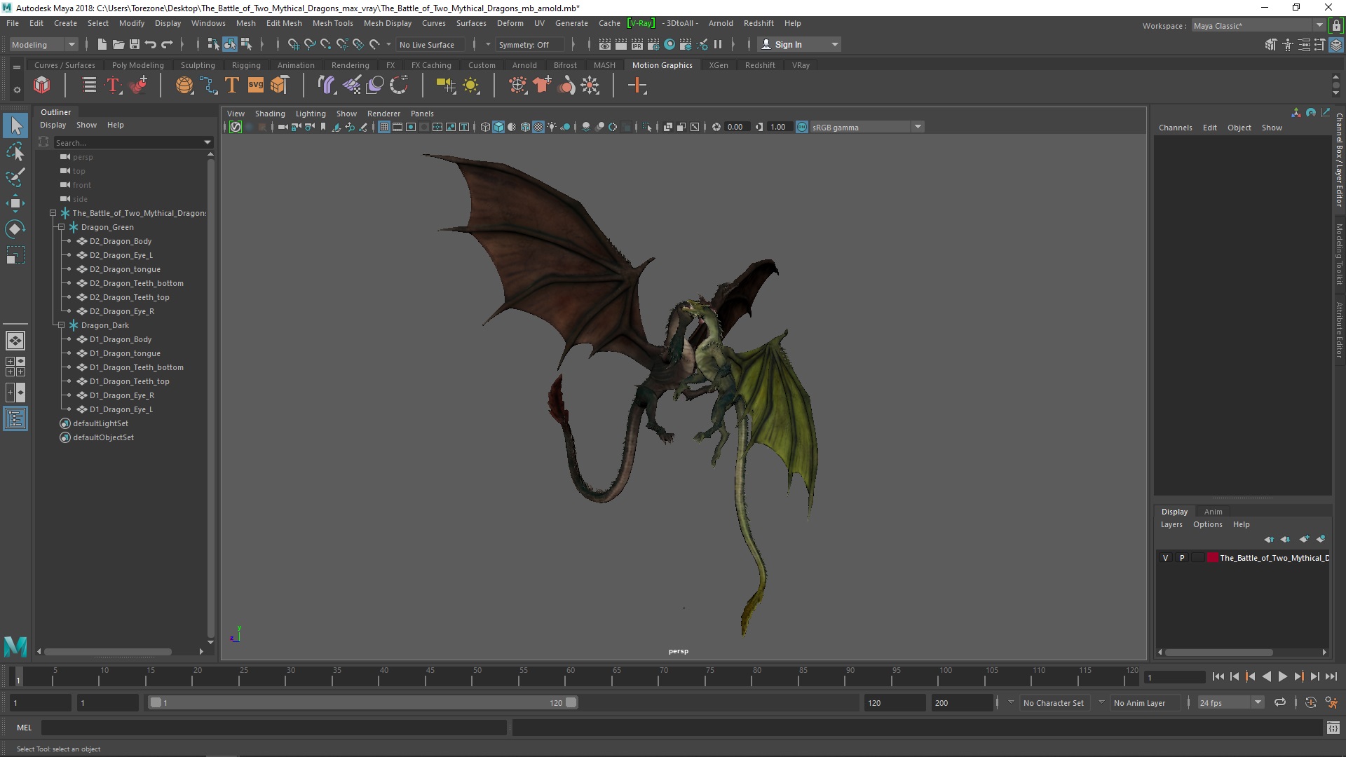 The Battle of Two Mythical Dragons 3D model