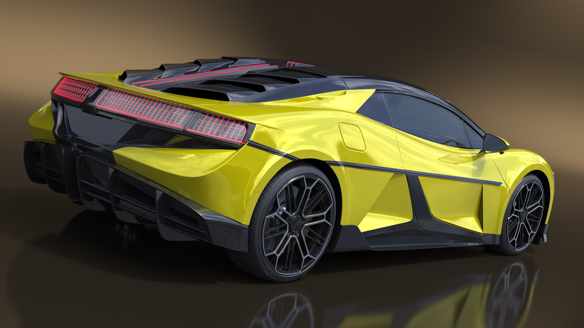 3D Modern Yellow Supercar Coupe model