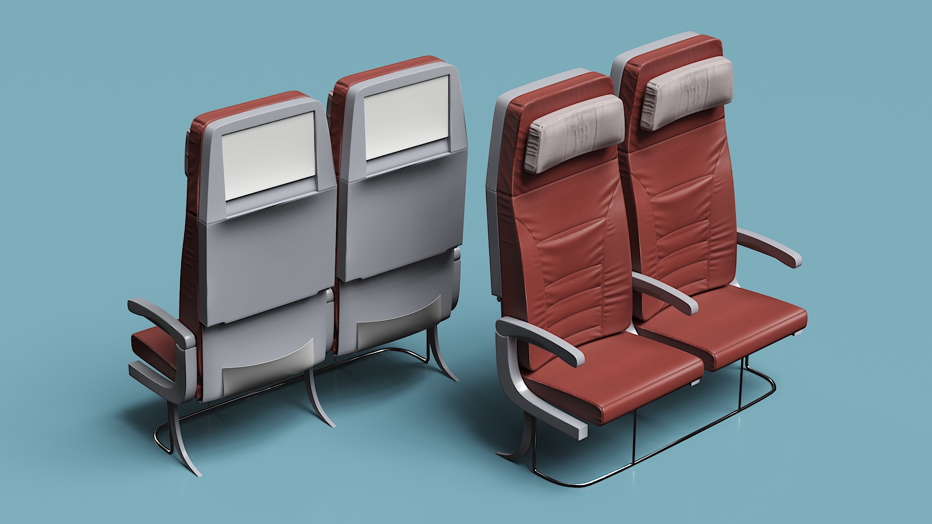 Twin Aircraft Passenger Seats 3D model