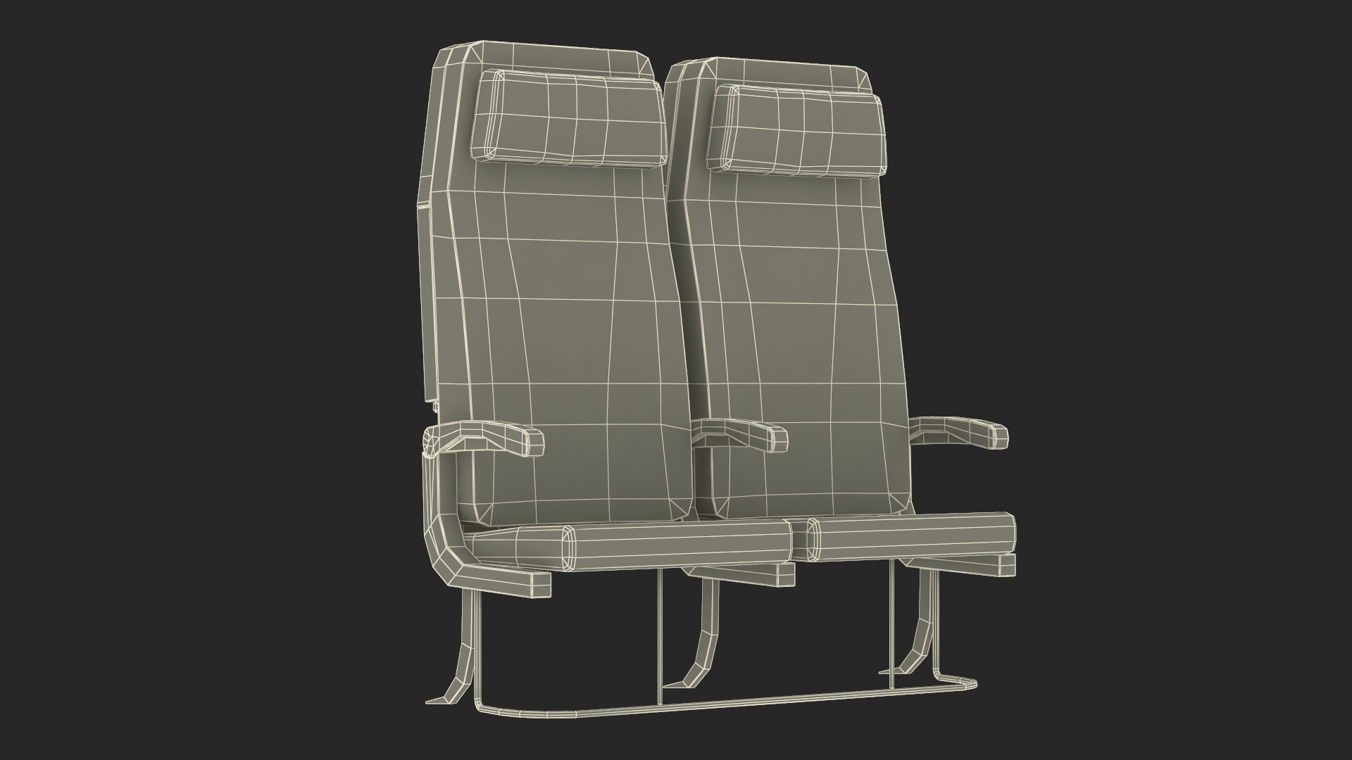 Twin Aircraft Passenger Seats 3D model