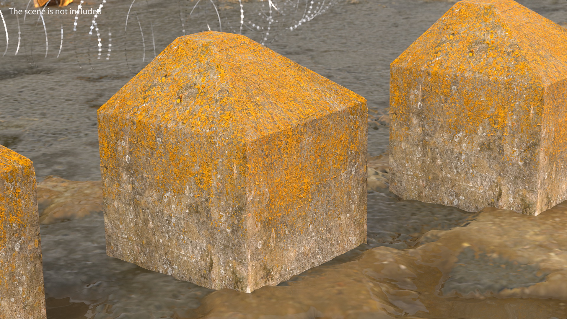 Concrete Tank Trap Old 3D