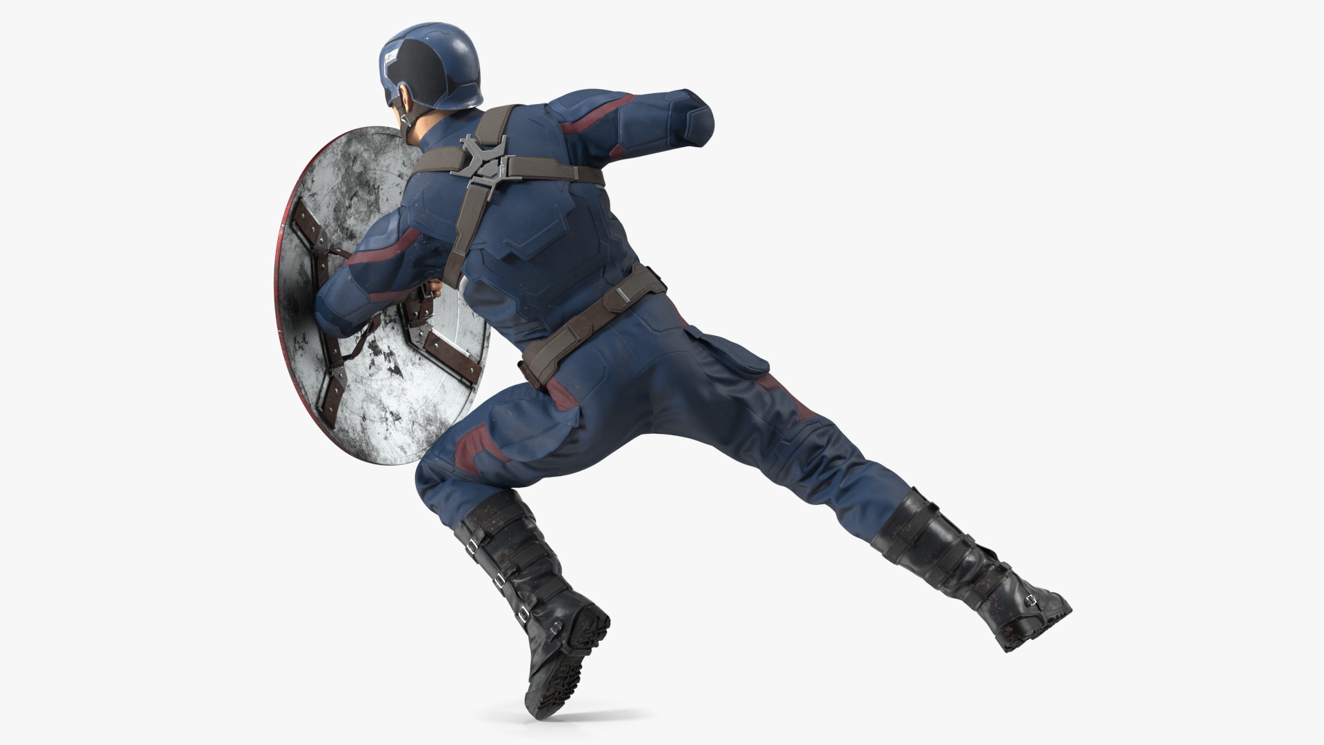 Captain America Attack Pose in Shabby Suit 3D