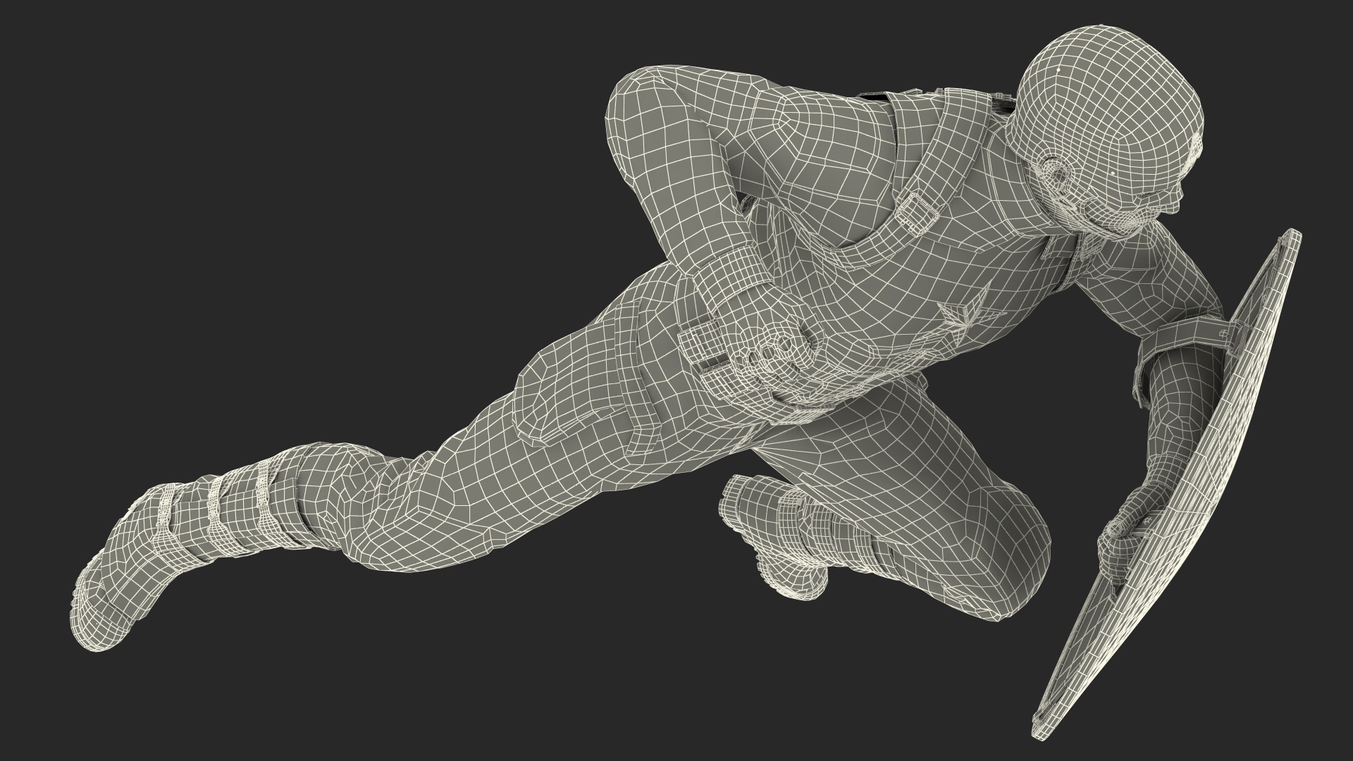 Captain America Attack Pose in Shabby Suit 3D