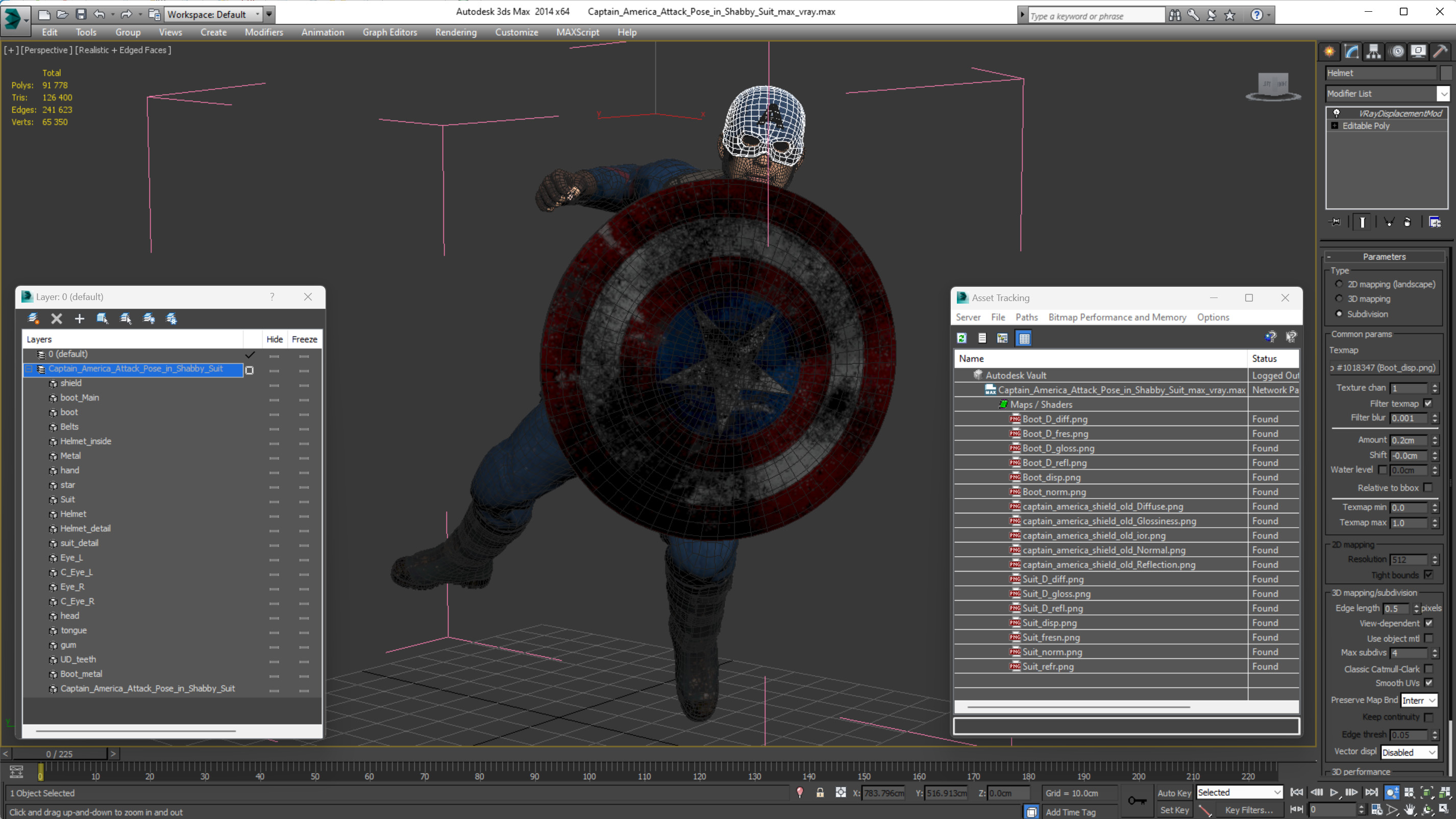 Captain America Attack Pose in Shabby Suit 3D