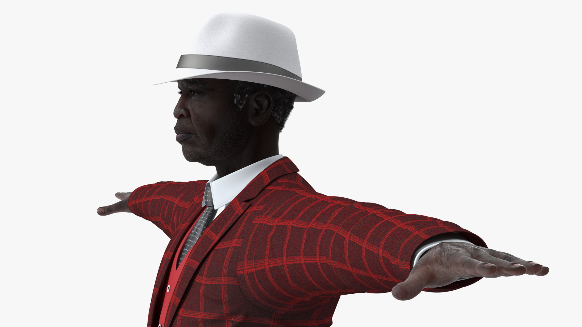 Black Old Gentleman Party Outfit T-Pose 3D model