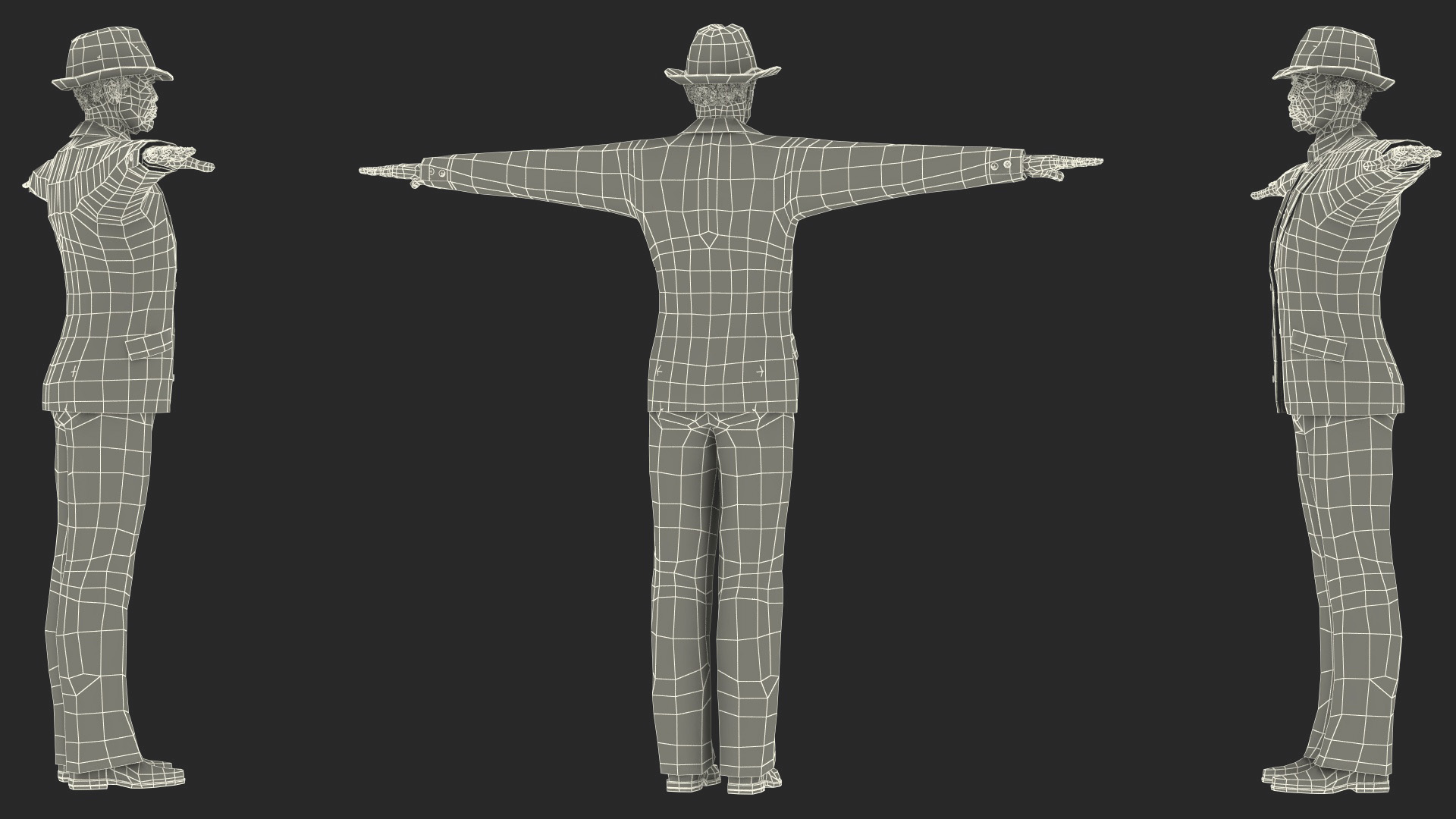 Black Old Gentleman Party Outfit T-Pose 3D model