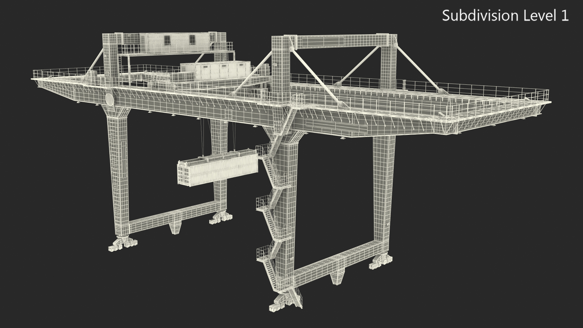 3D Port Container Gantry Crane and Container