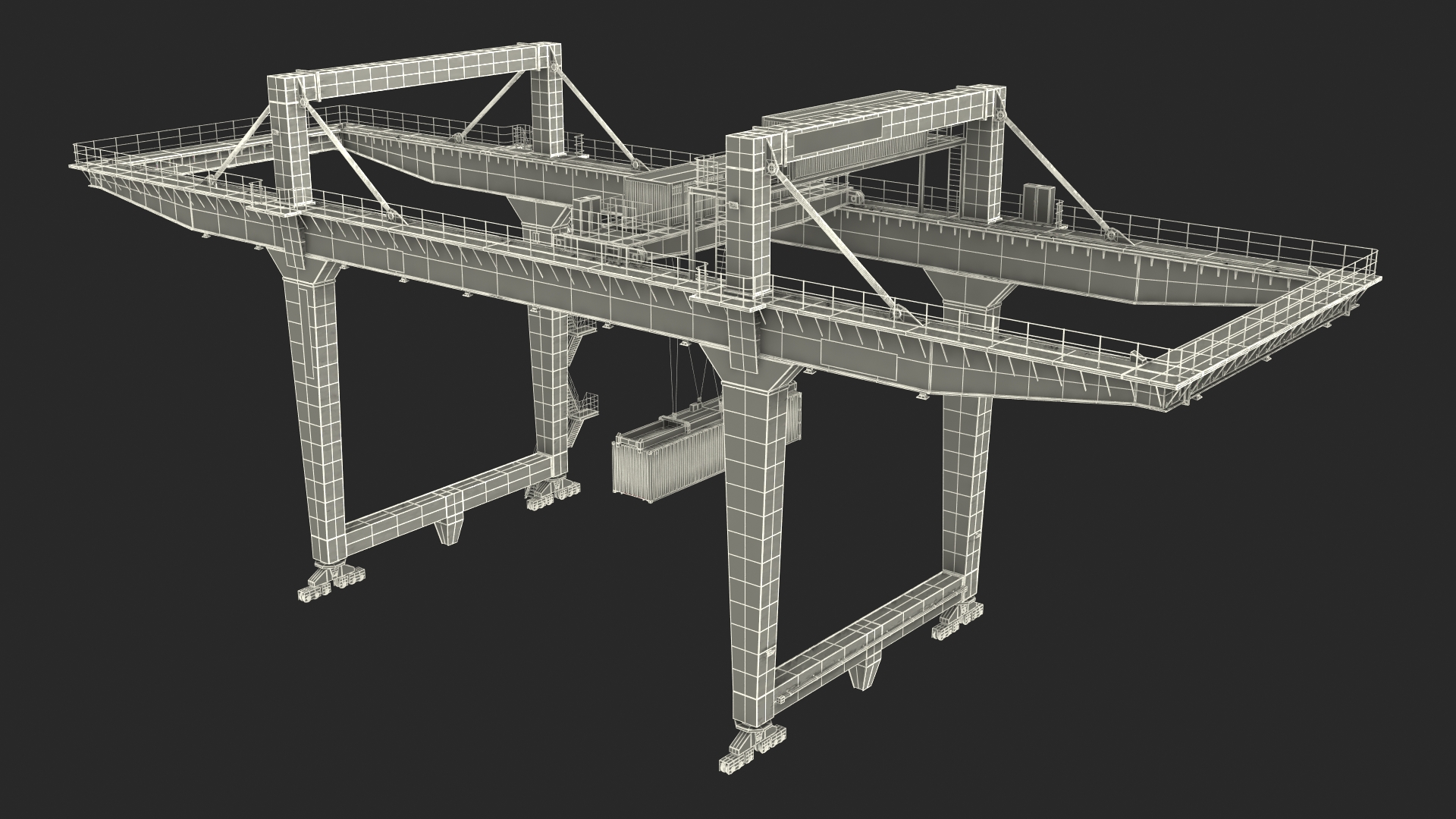 3D Port Container Gantry Crane and Container