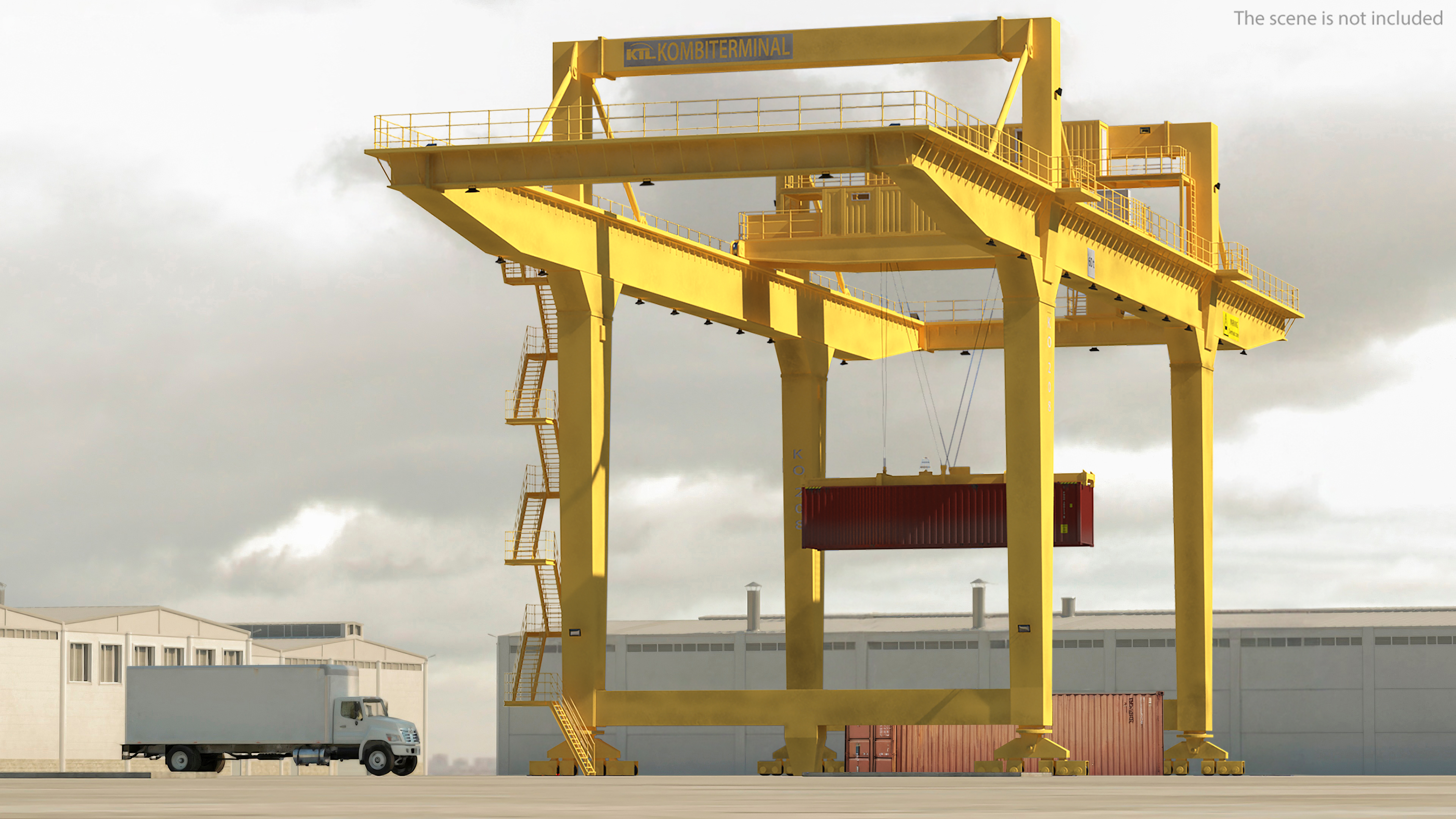 3D Port Container Gantry Crane and Container