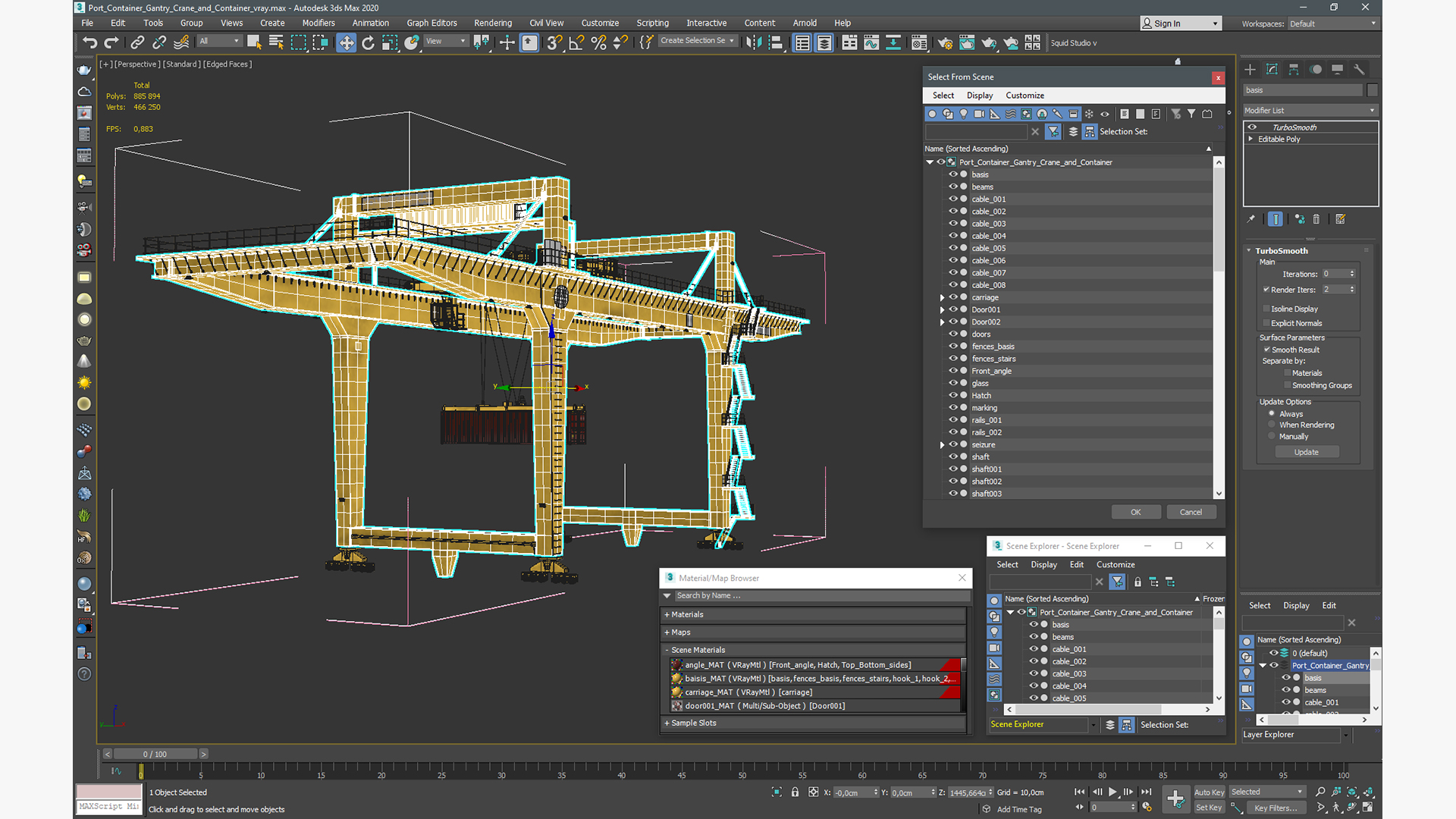 3D Port Container Gantry Crane and Container