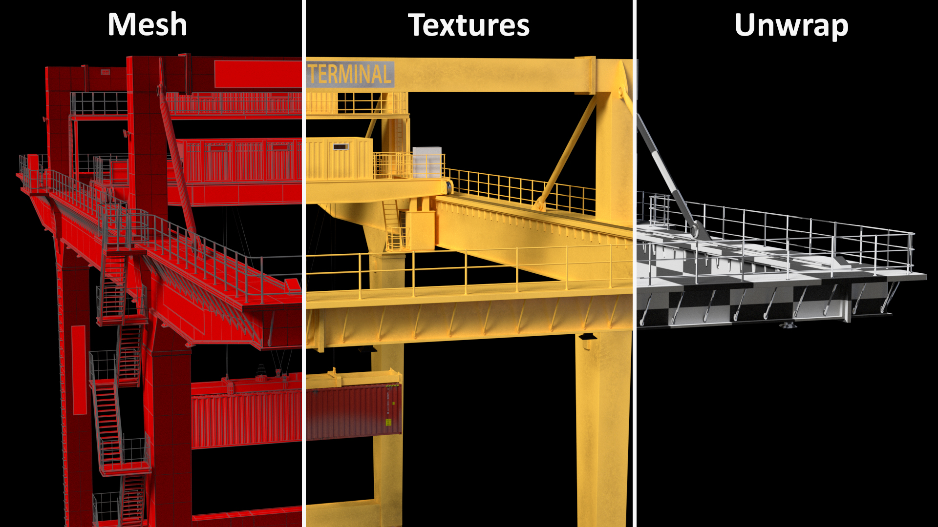 3D Port Container Gantry Crane and Container