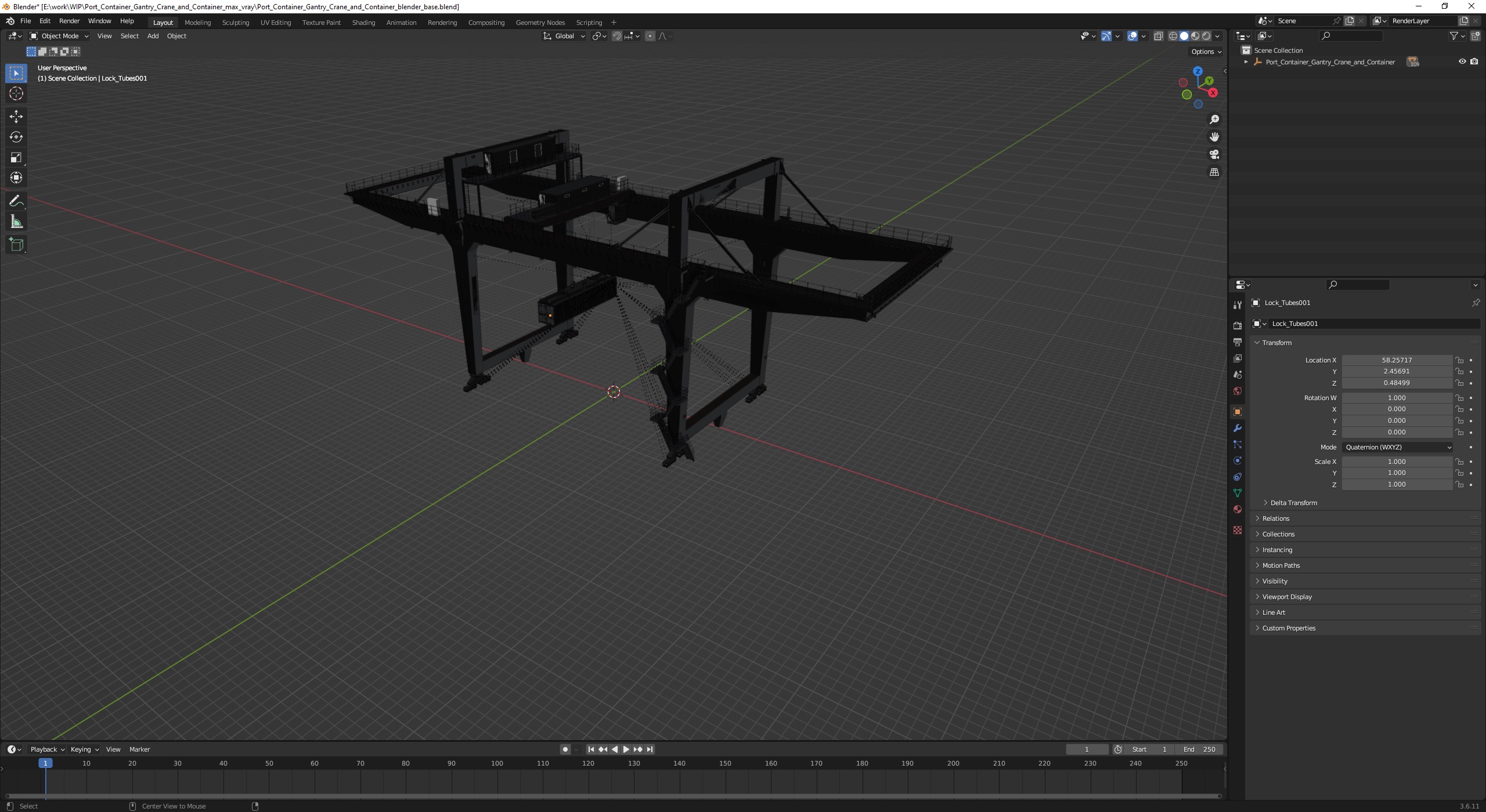 3D Port Container Gantry Crane and Container