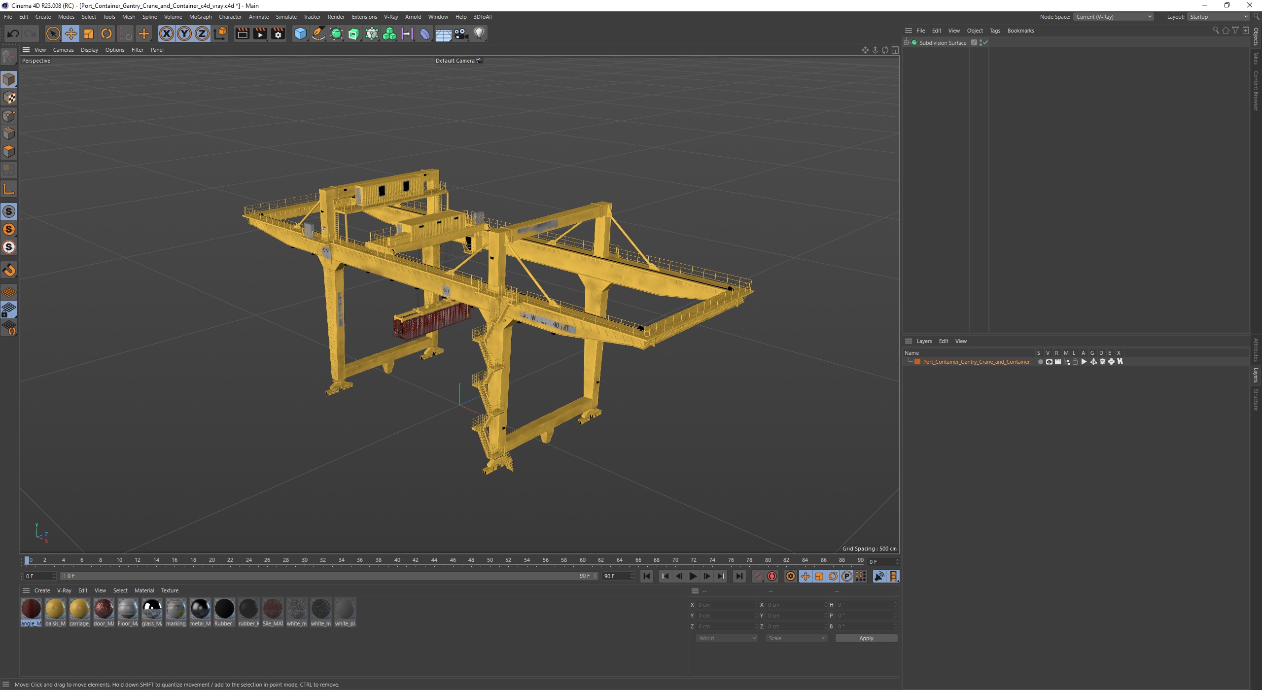 3D Port Container Gantry Crane and Container