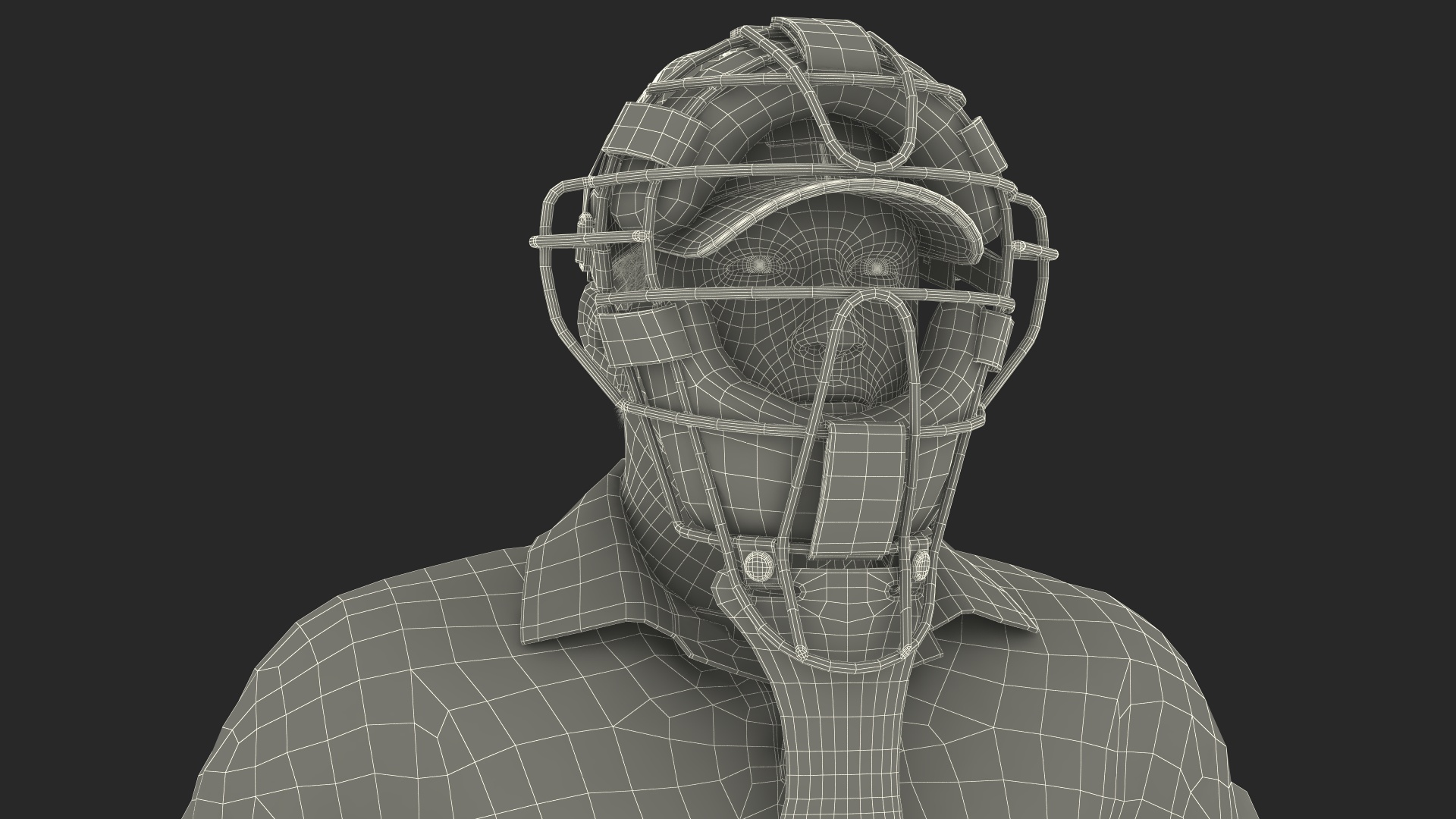 3D Baseball Umpire with Protective Mask and Cap Base Pose Fur model