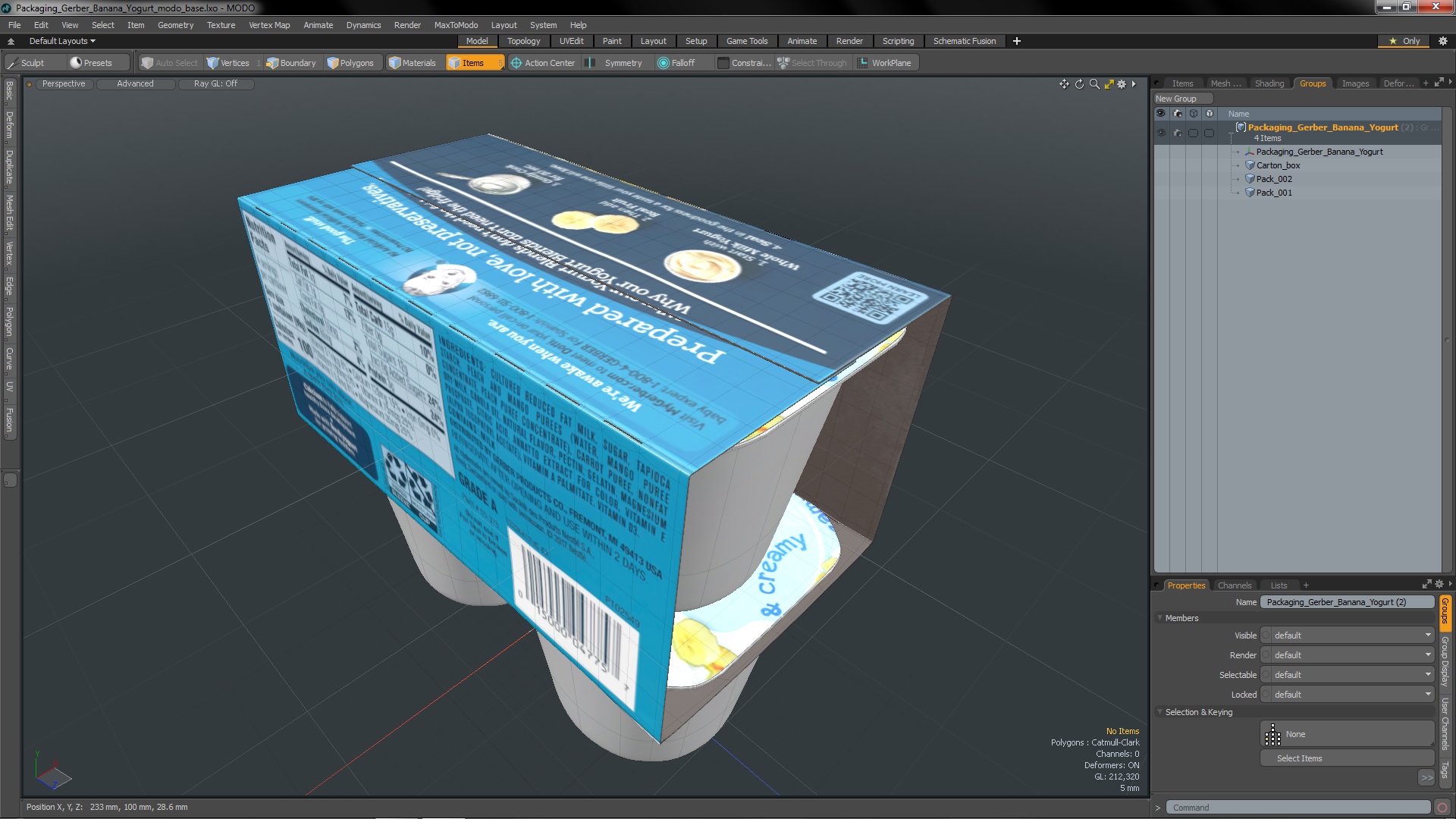 3D model Packaging Gerber Banana Yogurt