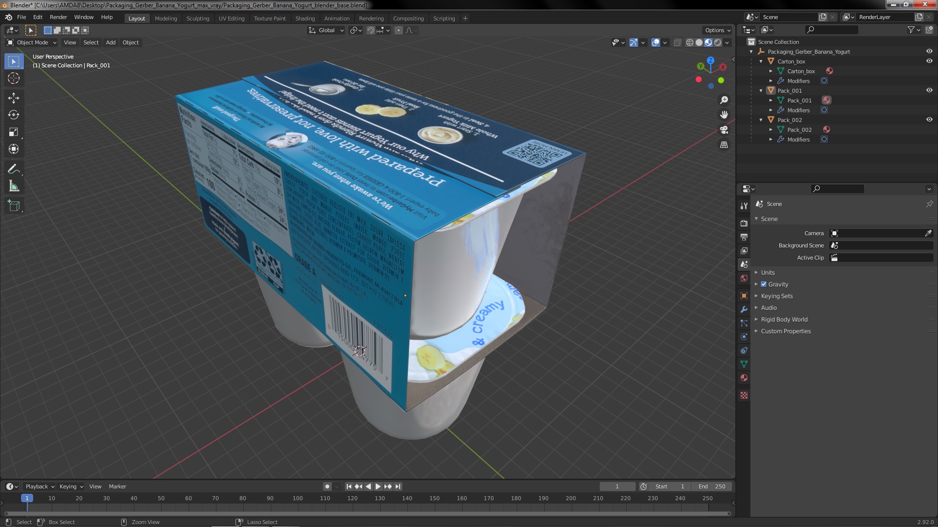 3D model Packaging Gerber Banana Yogurt