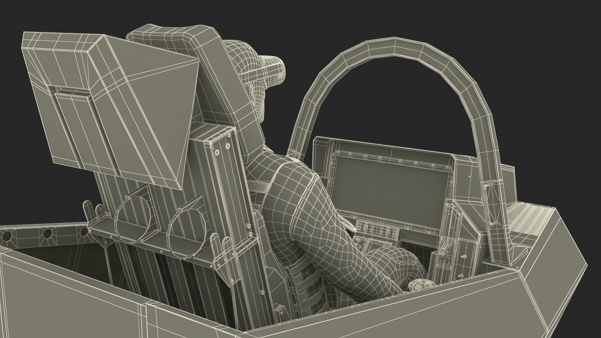 Pilot in F-35 Fighter Cockpit Simulator 3D model