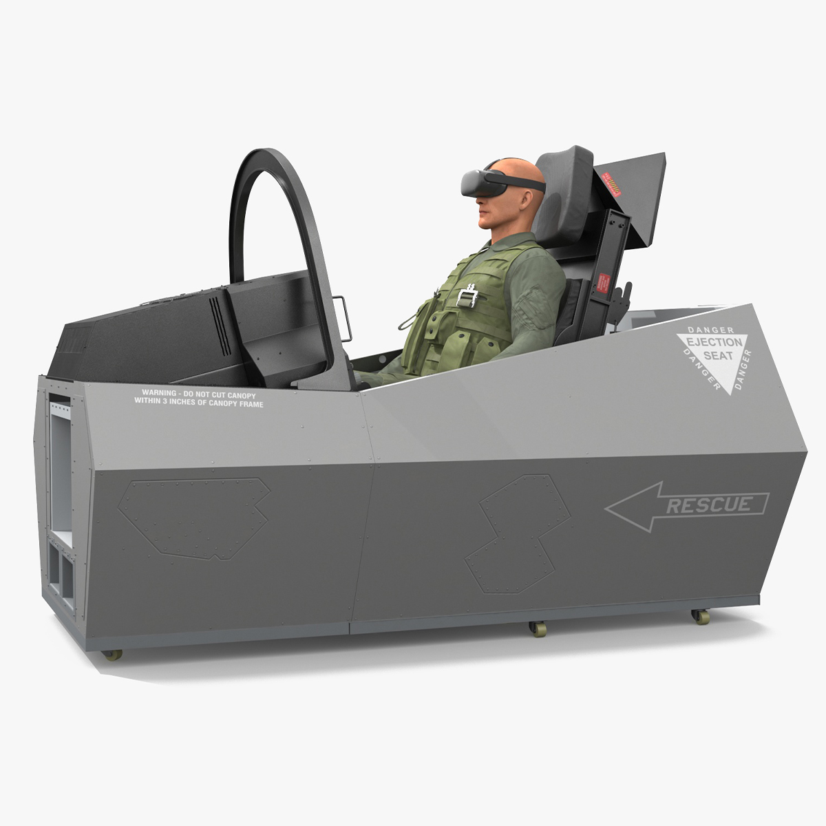 Pilot in F-35 Fighter Cockpit Simulator 3D model