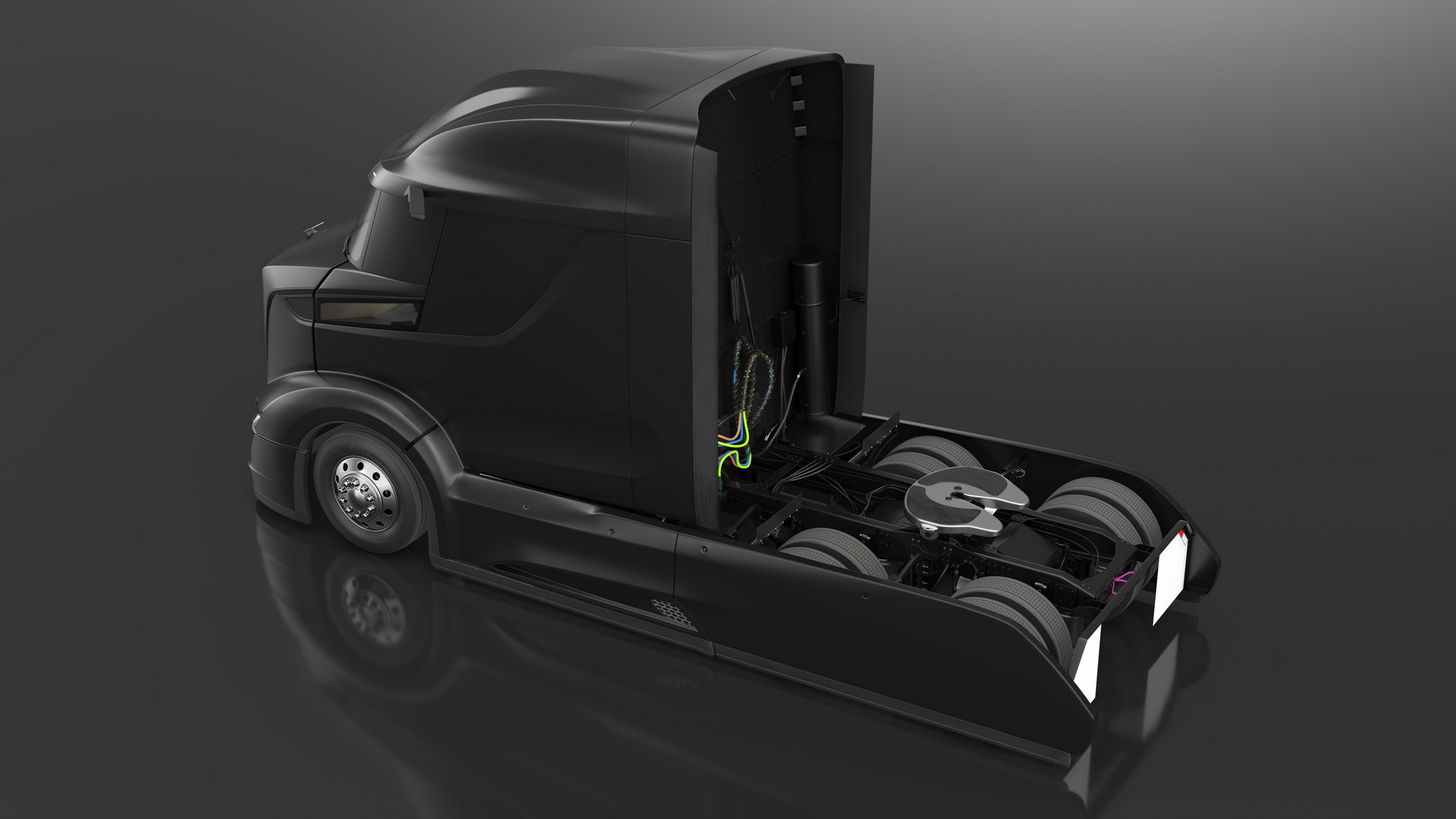 Next Gen Aerodynamic Supertruck Black Rigged 3D model