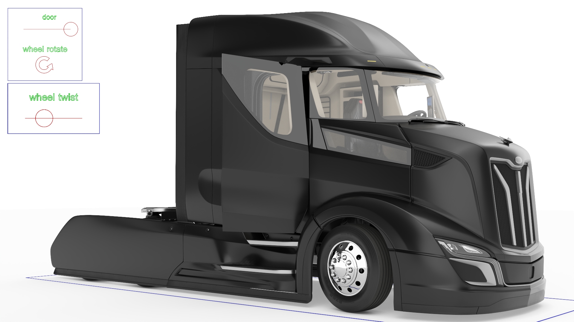 Next Gen Aerodynamic Supertruck Black Rigged 3D model