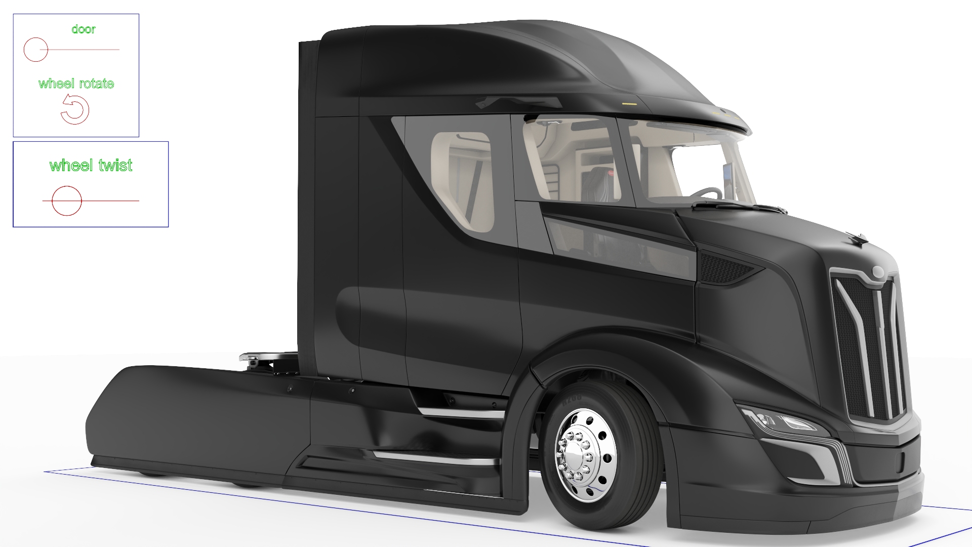 Next Gen Aerodynamic Supertruck Black Rigged 3D model