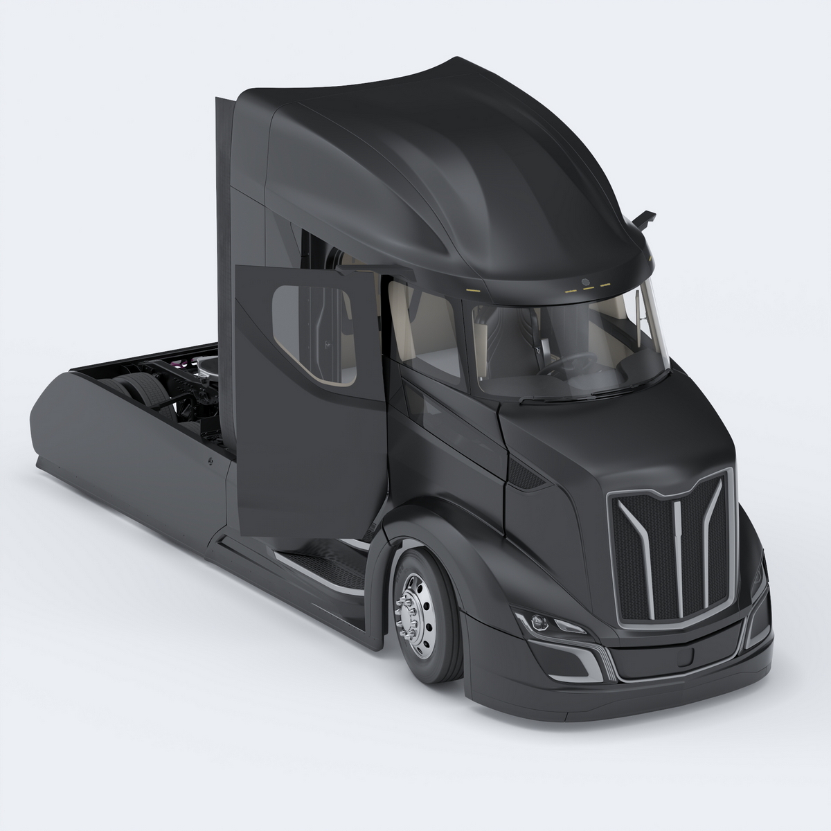 Next Gen Aerodynamic Supertruck Black Rigged 3D model