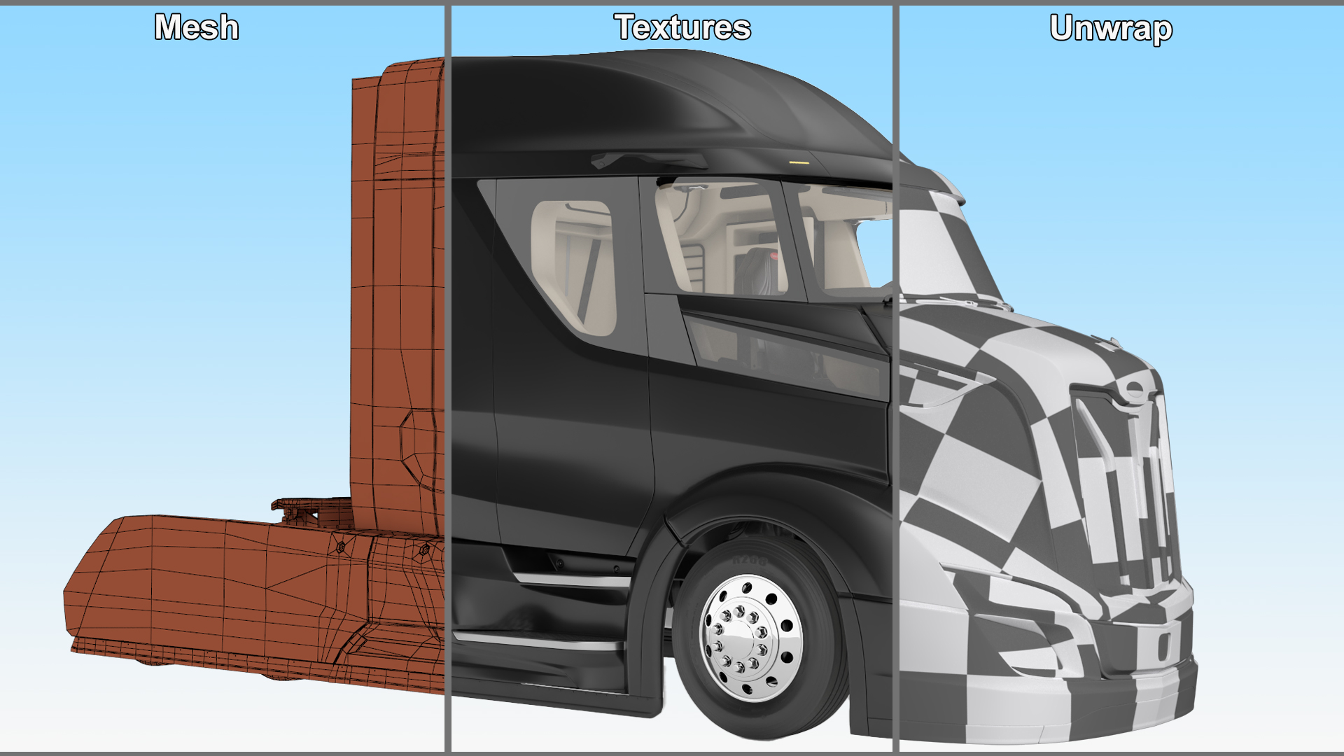 Next Gen Aerodynamic Supertruck Black Rigged 3D model