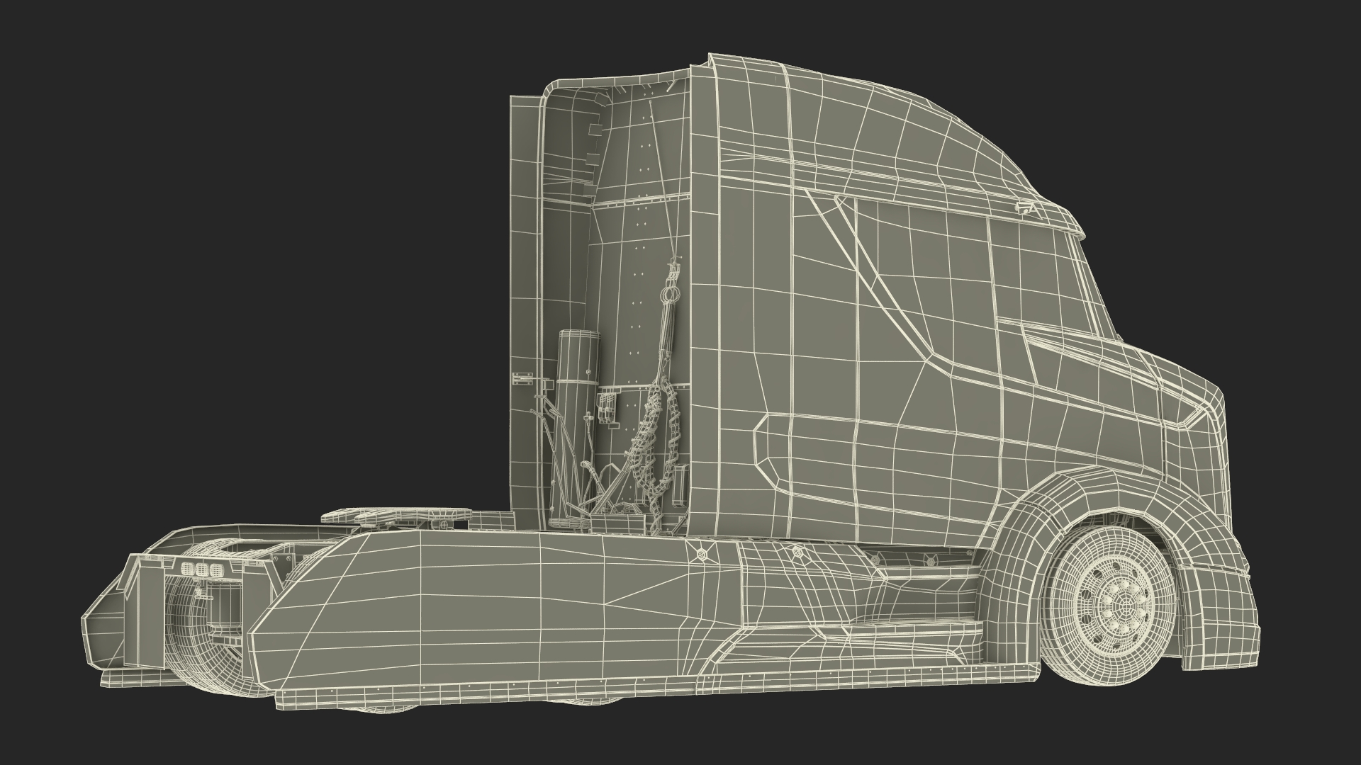 Next Gen Aerodynamic Supertruck Black Rigged 3D model