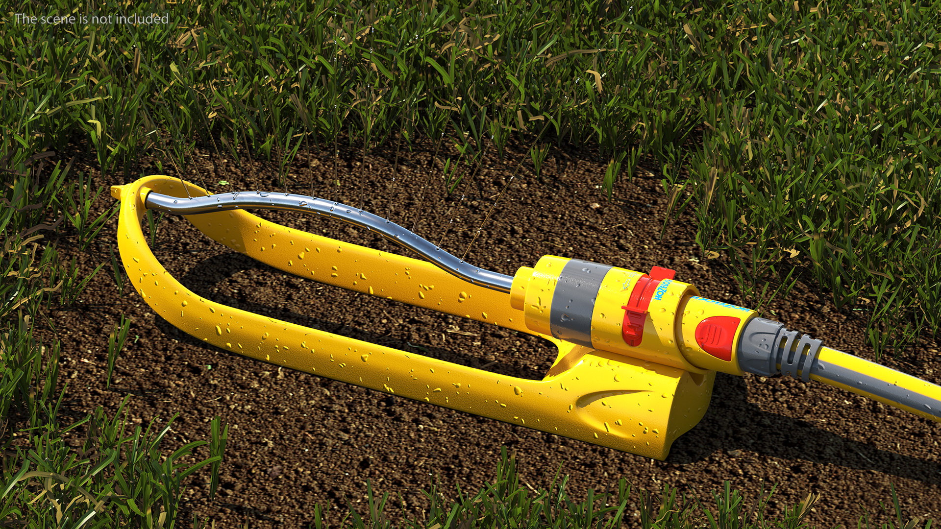 Hozelock Rectangular Sprinkler Plus Yellow with Water Spray 3D model