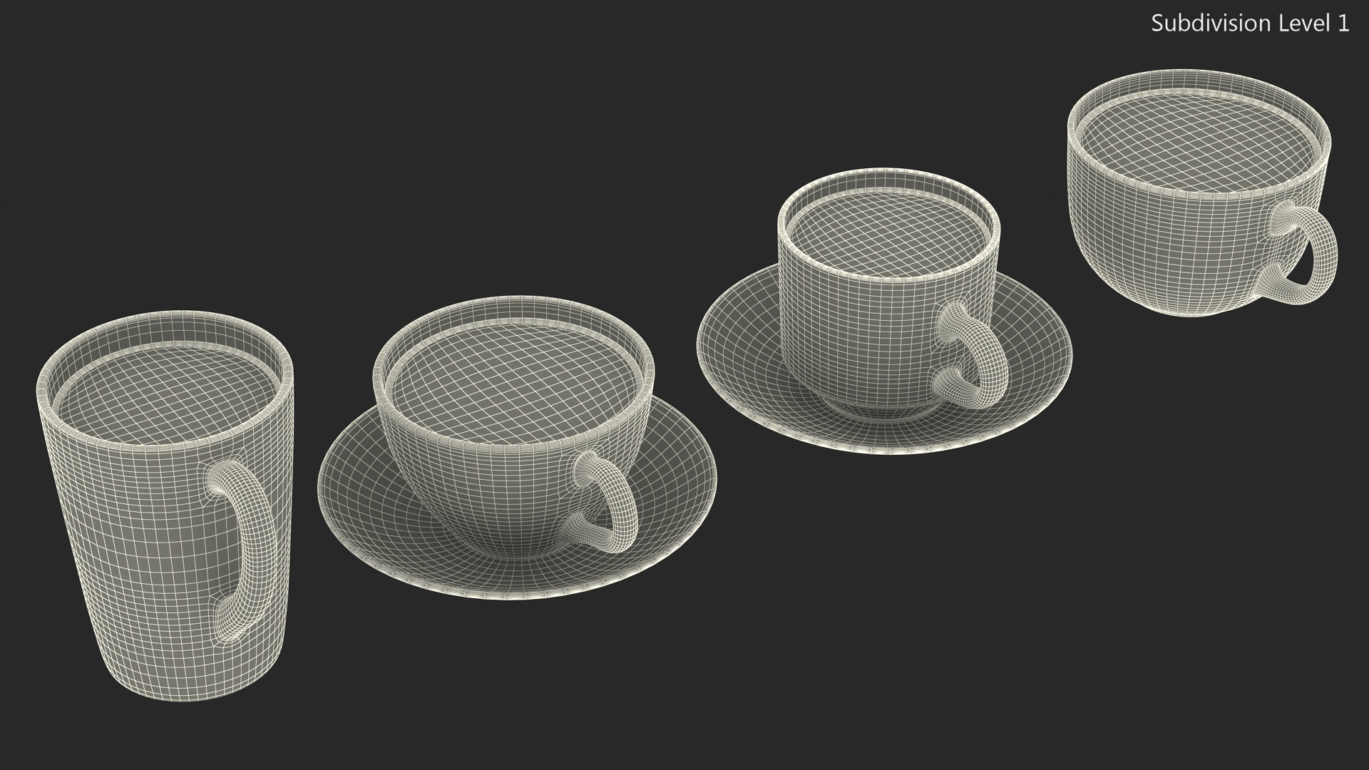 3D Tea Cup Set Full