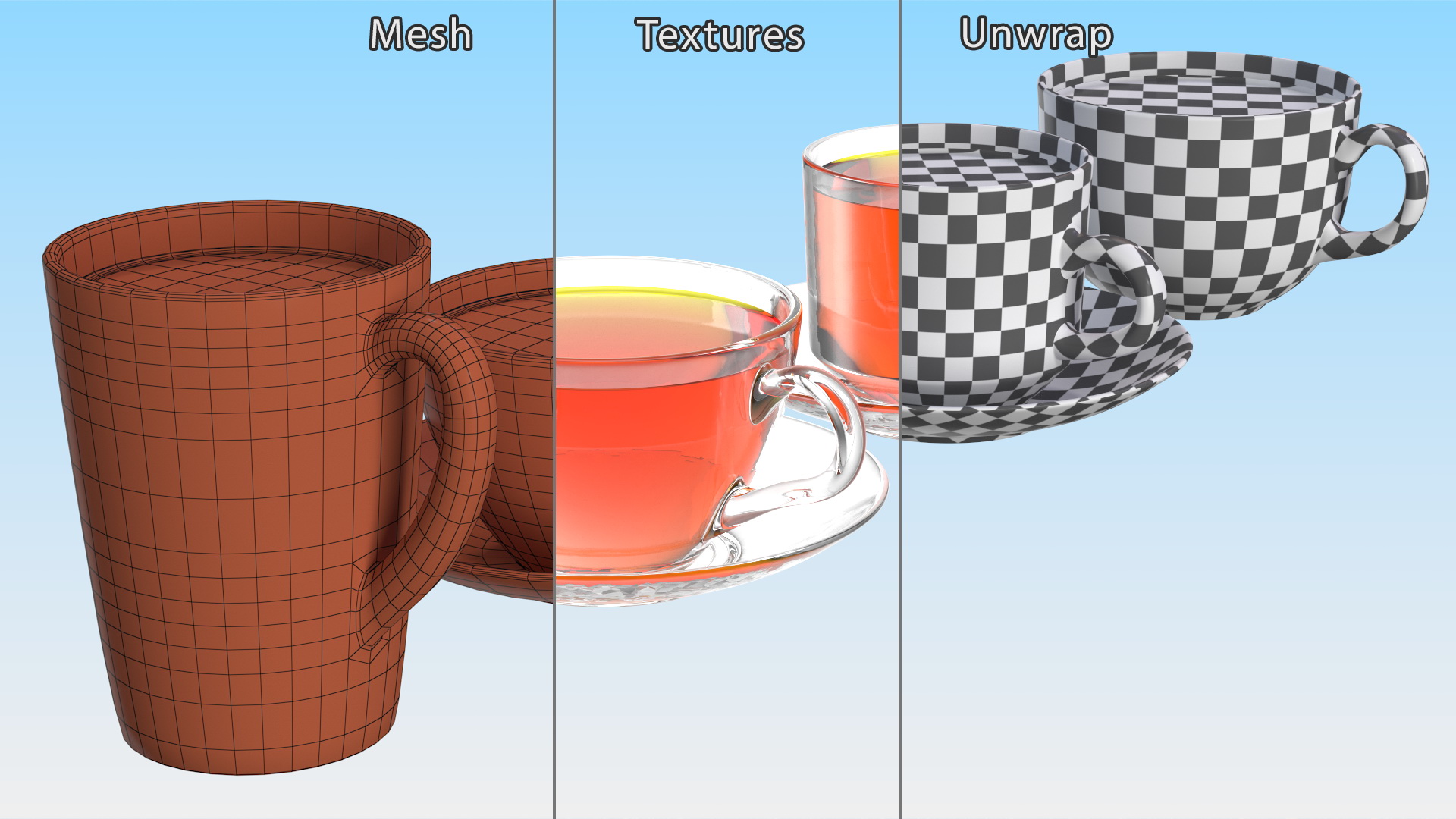 3D Tea Cup Set Full