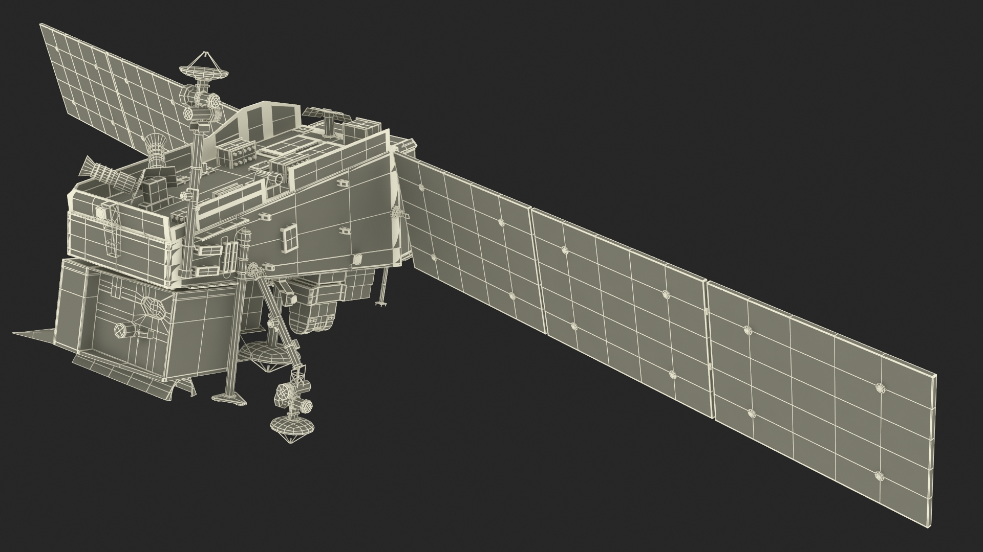 3D Space Satellite with Solar Panels model