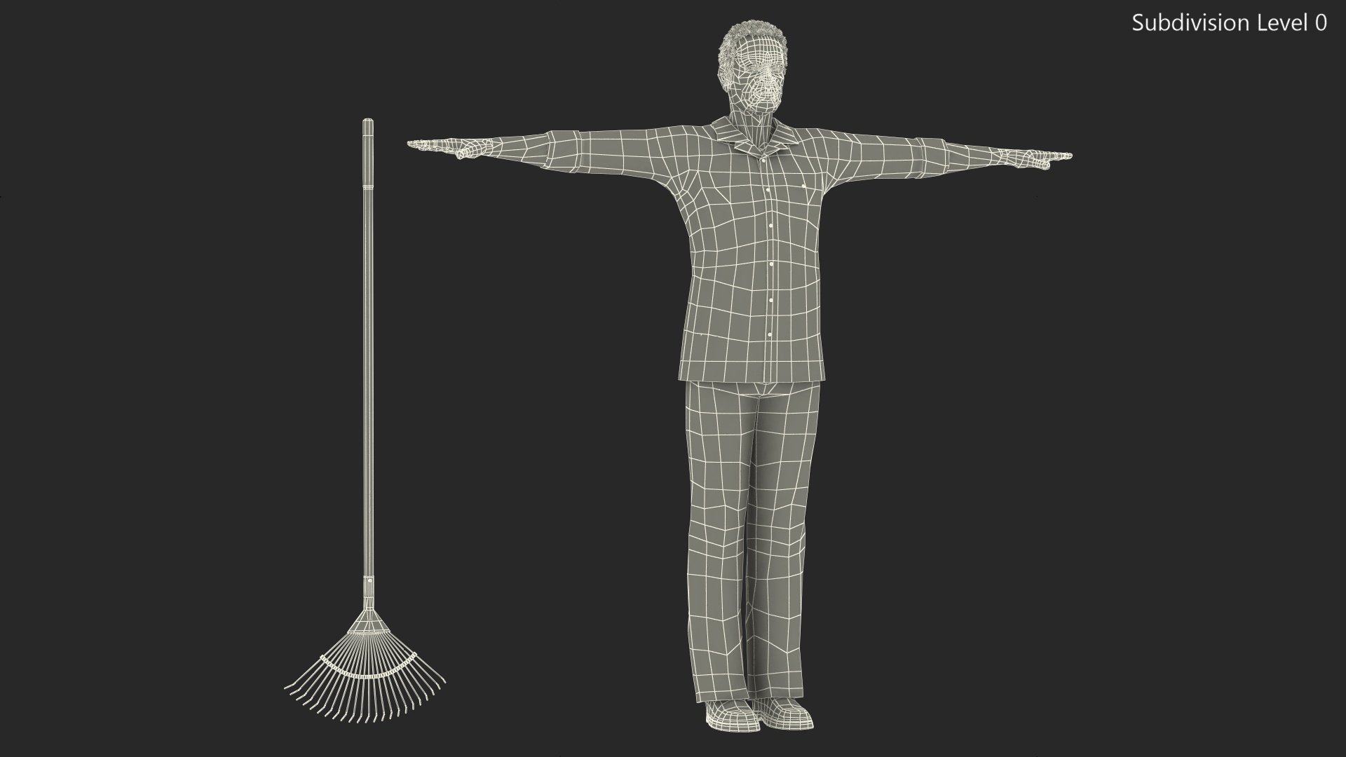 3D model Black Elderly Man Home Style T-Pose