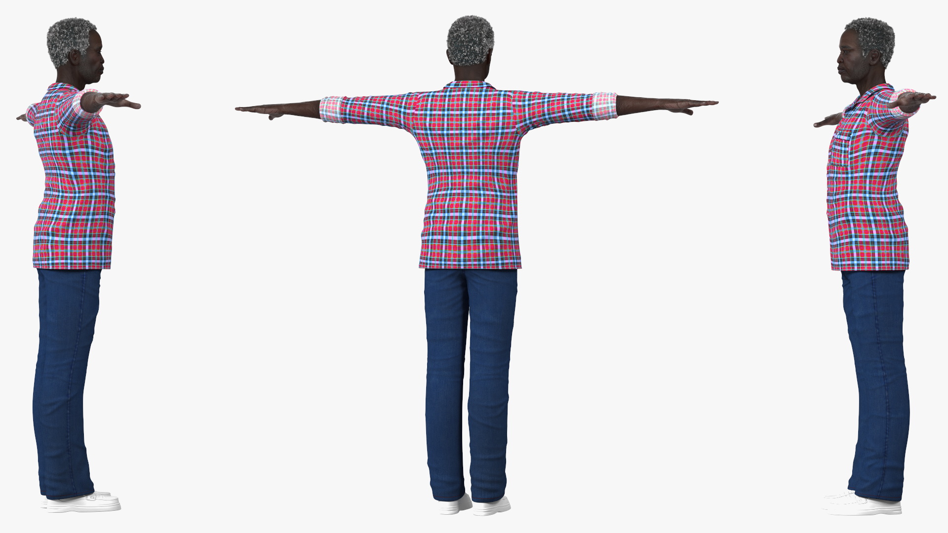 3D model Black Elderly Man Home Style T-Pose