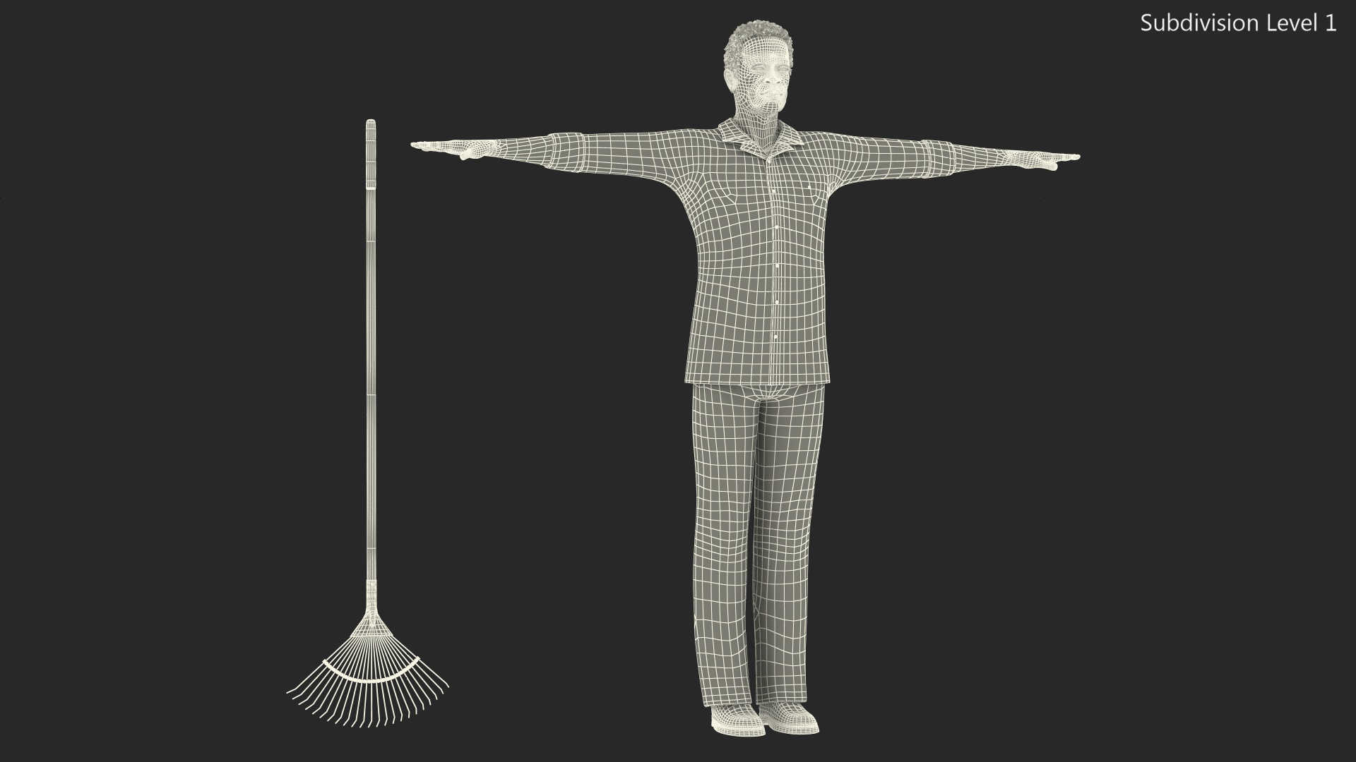 3D model Black Elderly Man Home Style T-Pose