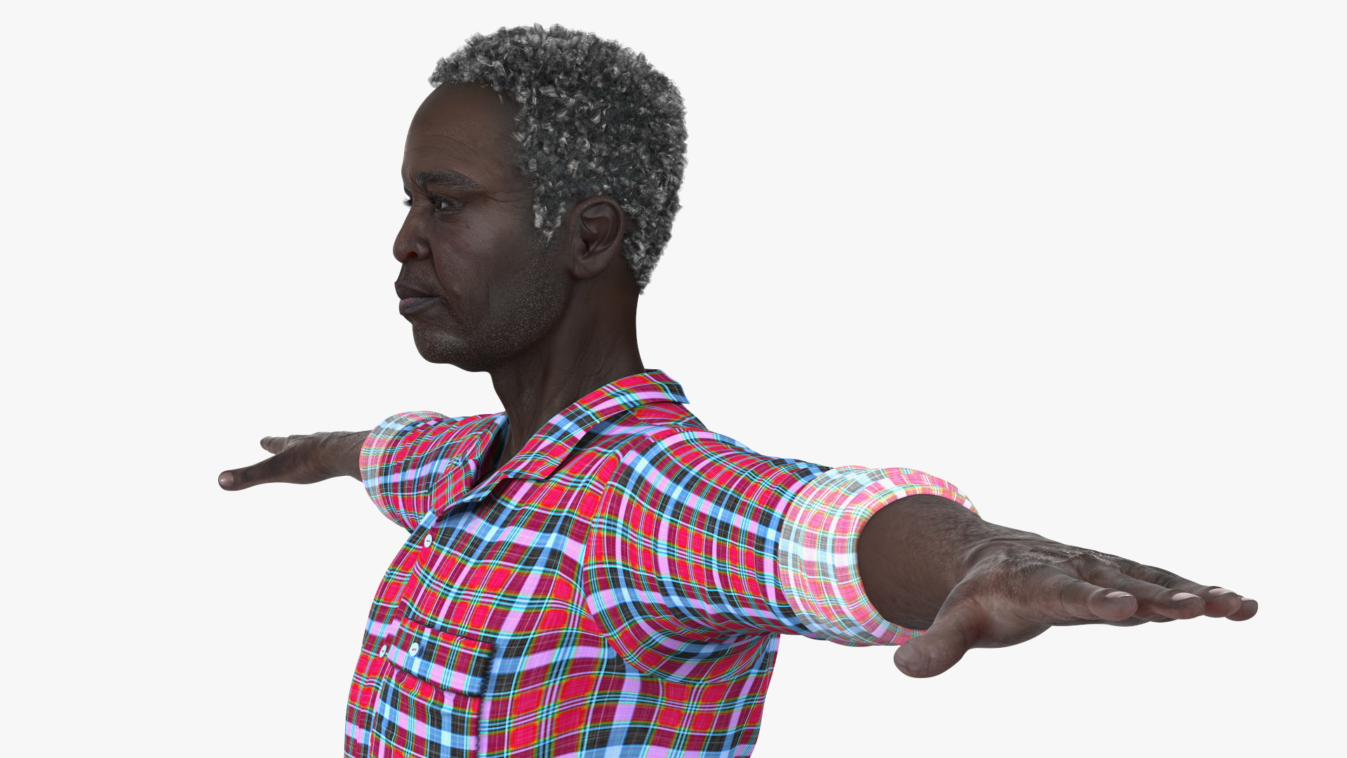 3D model Black Elderly Man Home Style T-Pose