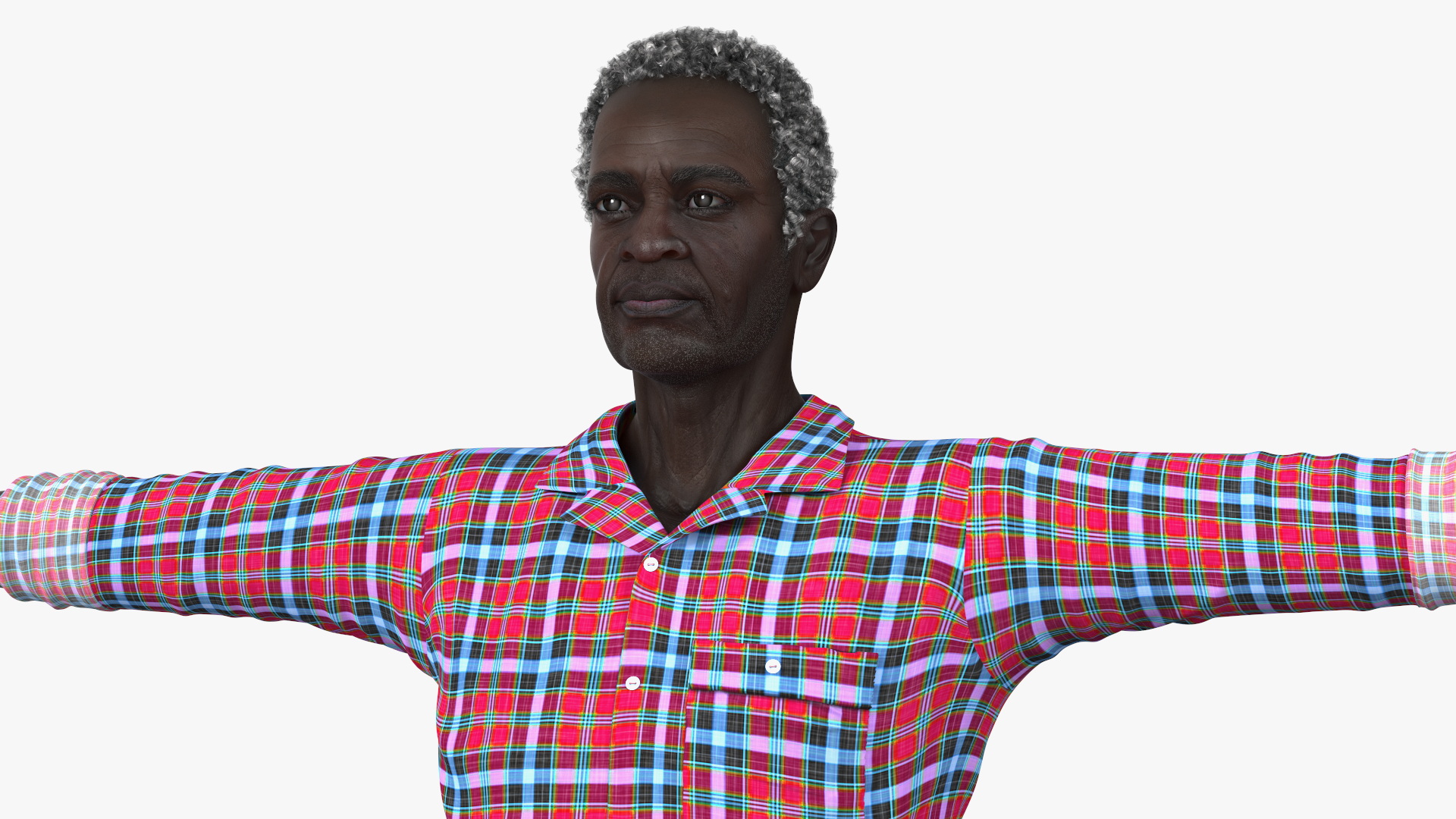 3D model Black Elderly Man Home Style T-Pose